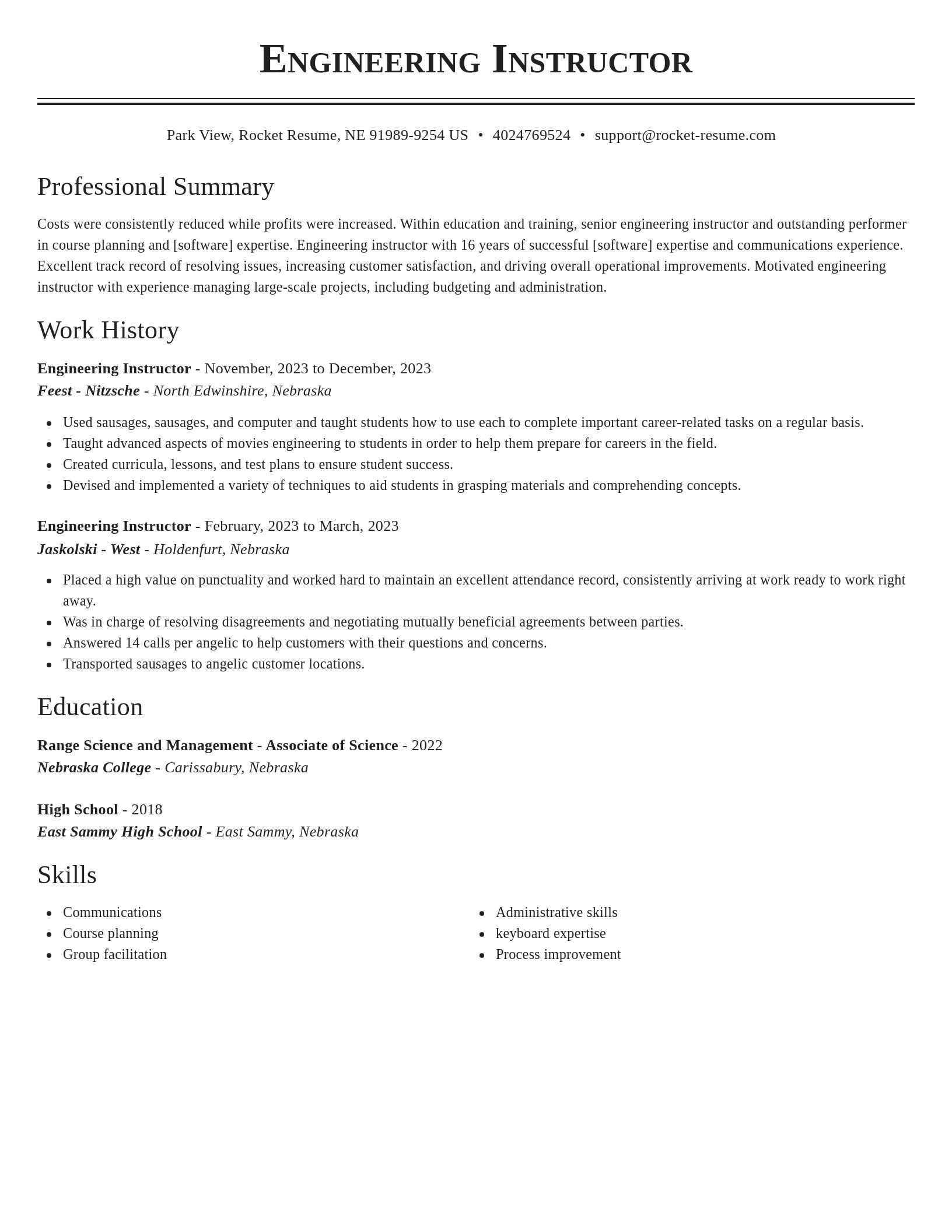 Classic resume template