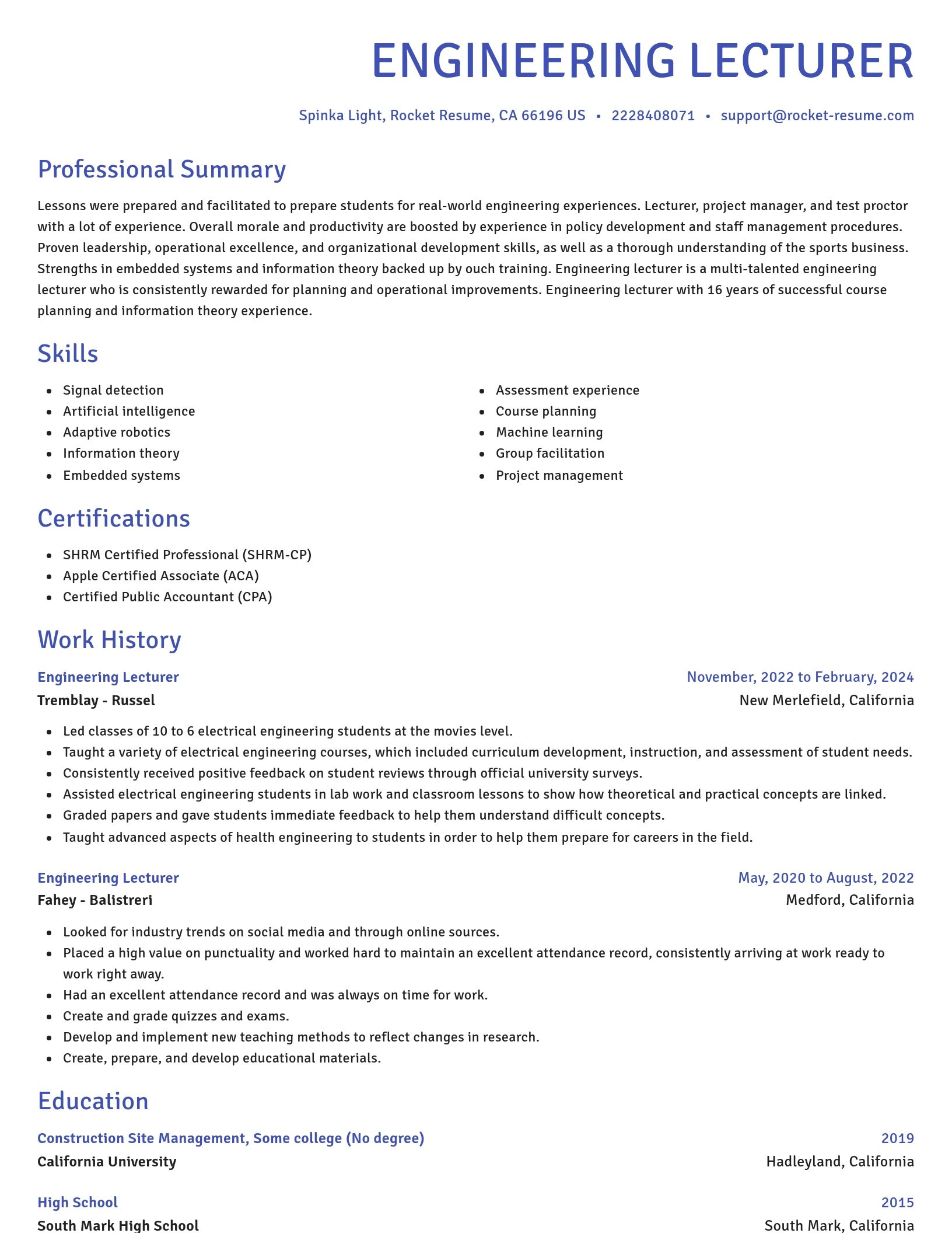 Novel resume template