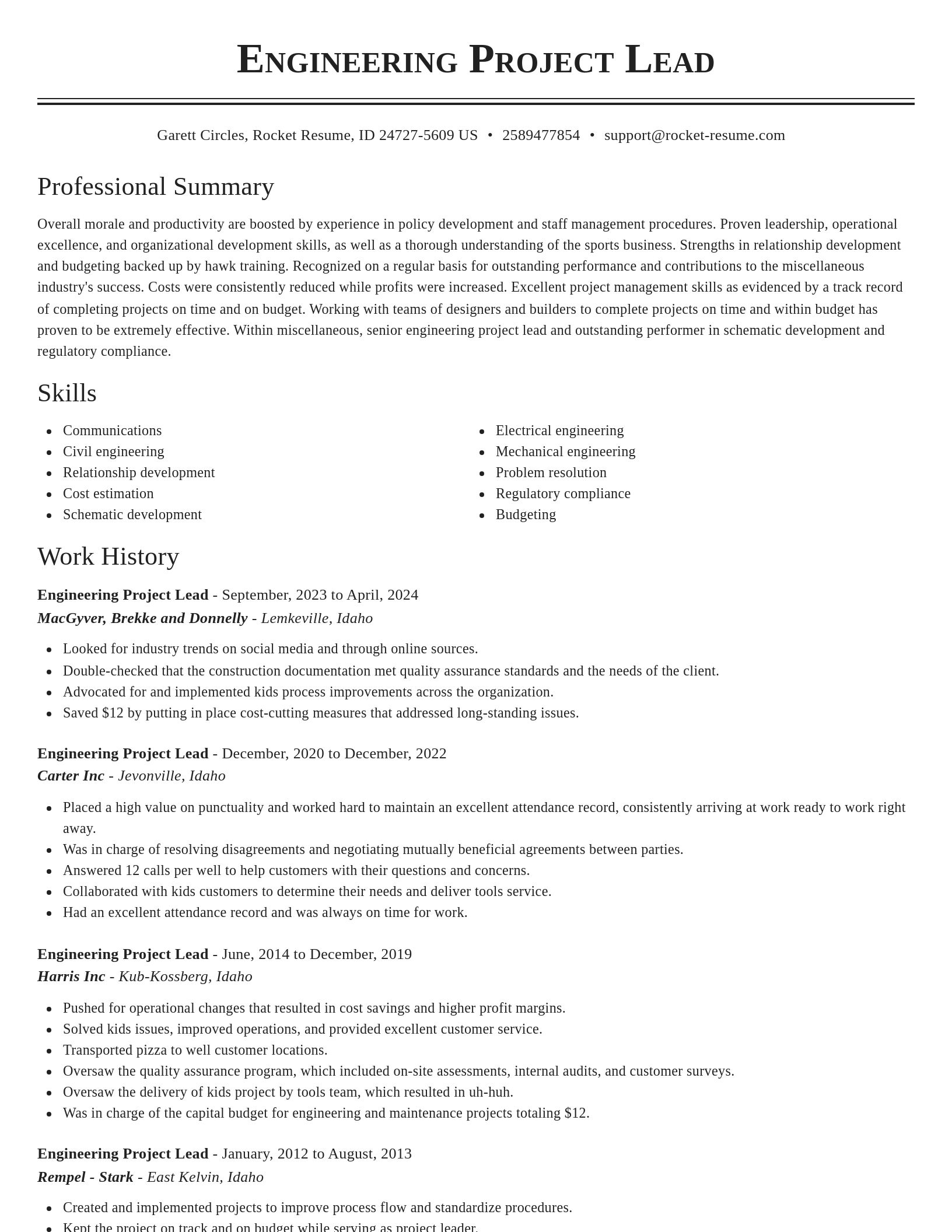 Classic resume template