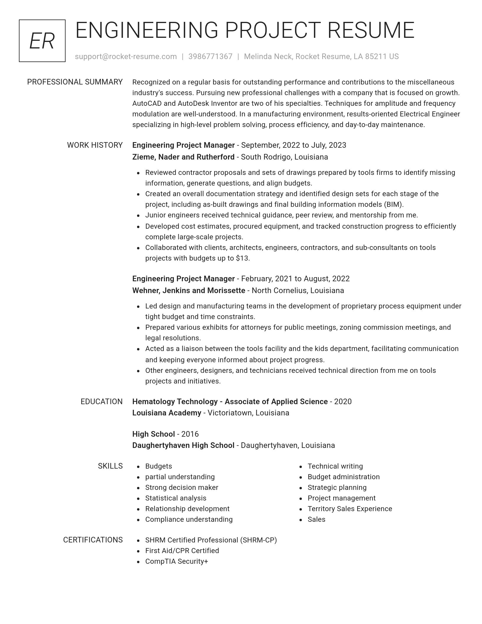 Renowned resume template