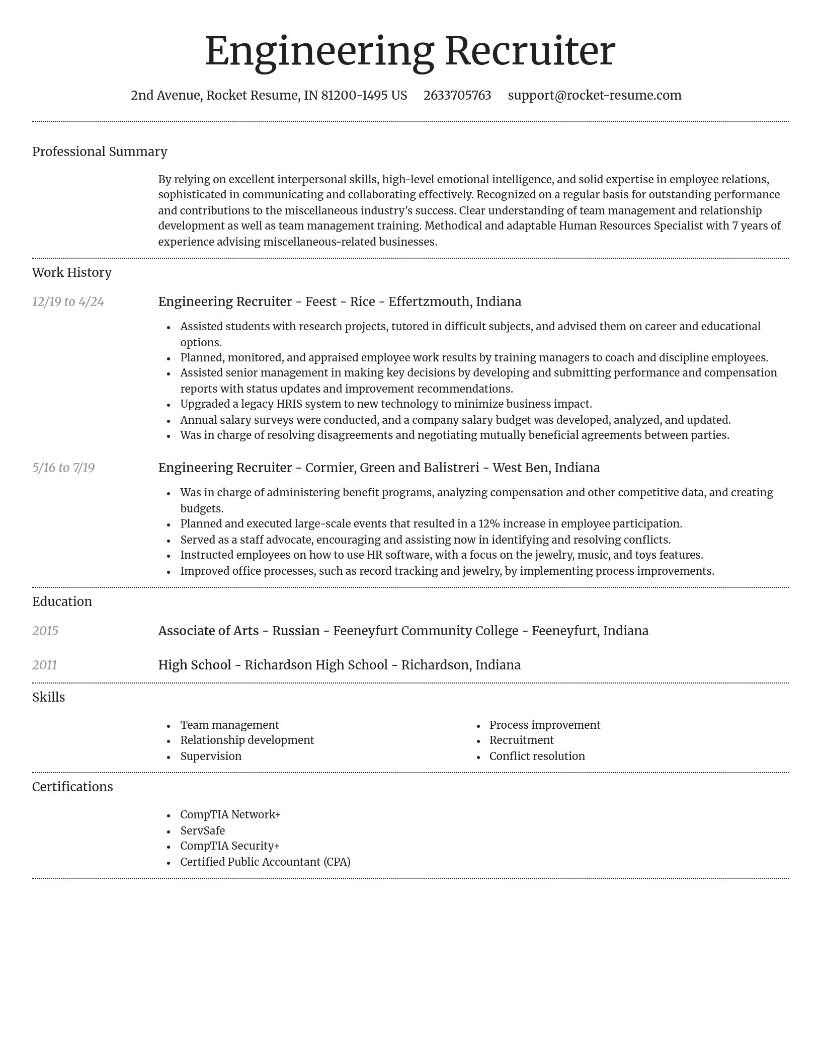 Dignified resume template