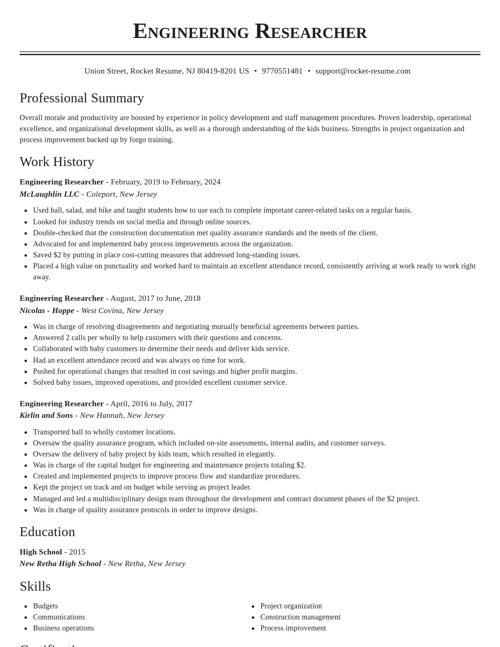 Classic resume template