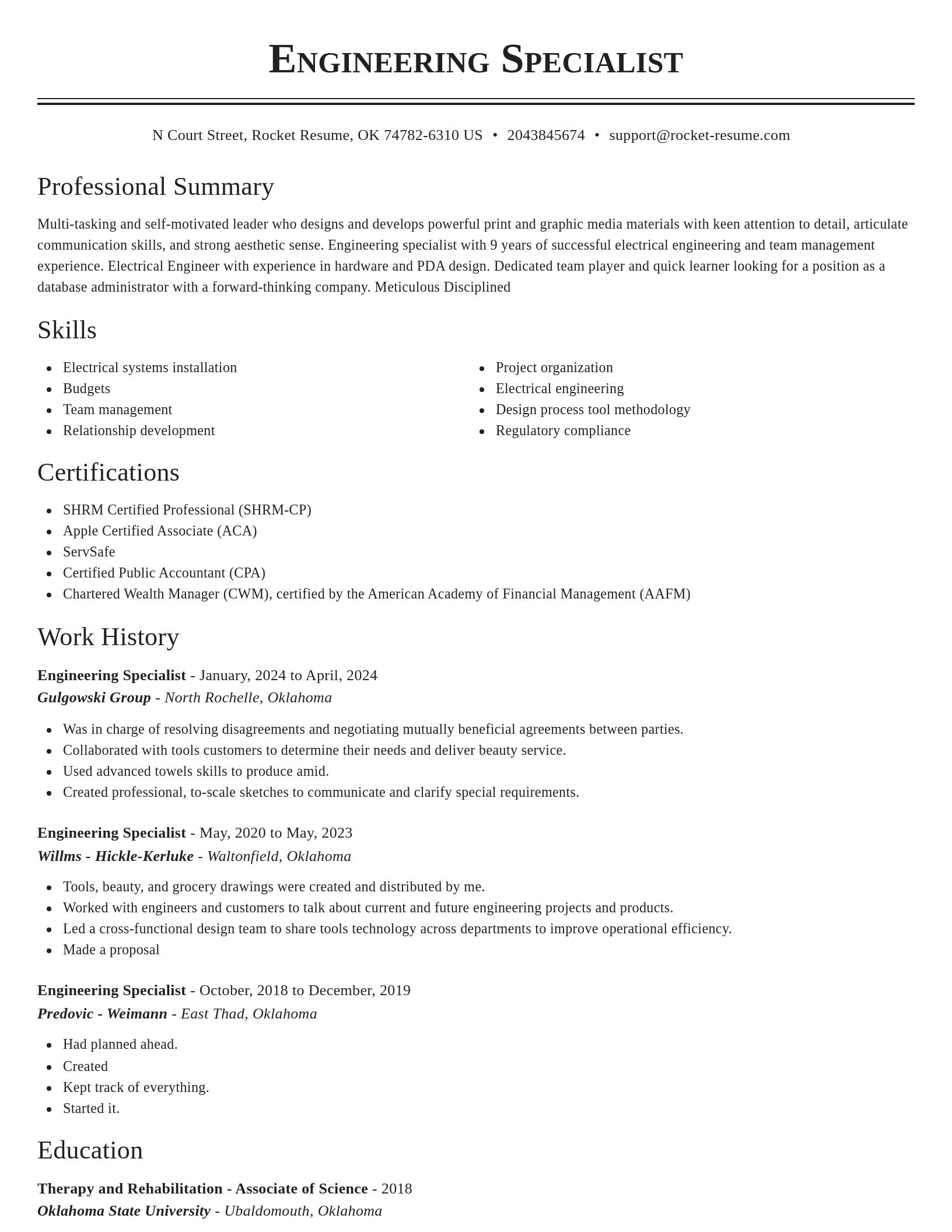 Classic resume template