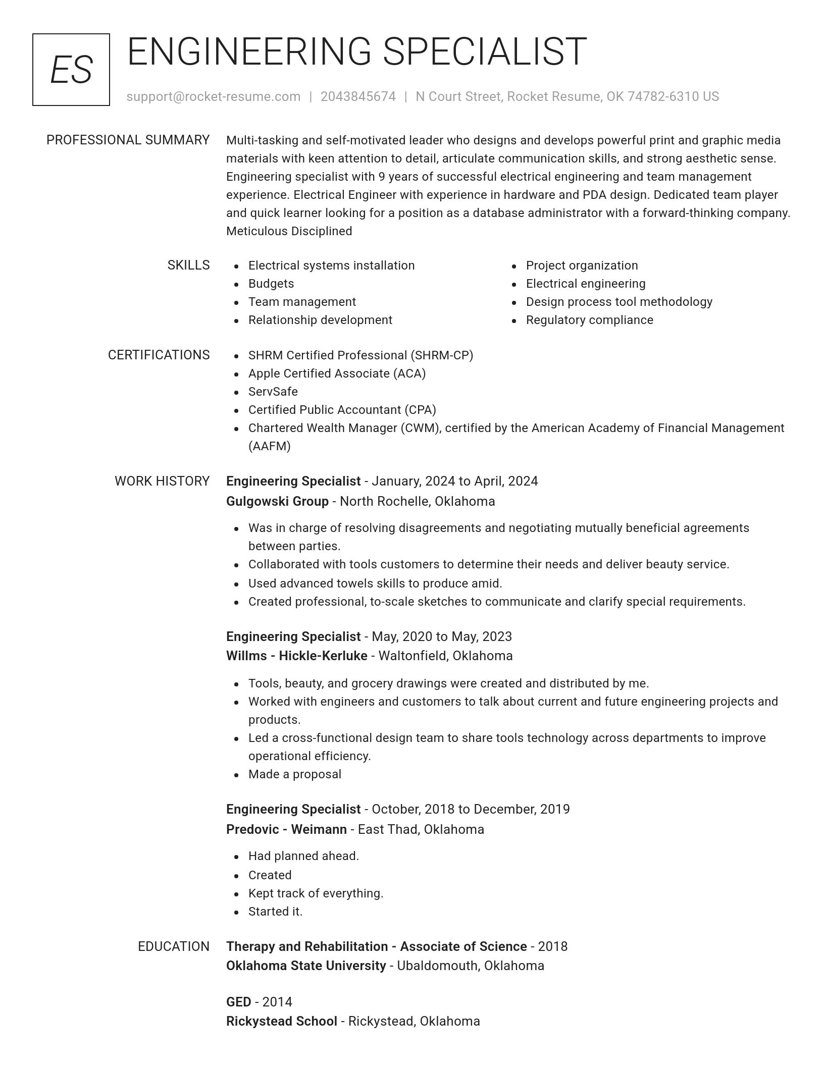 Renowned resume template