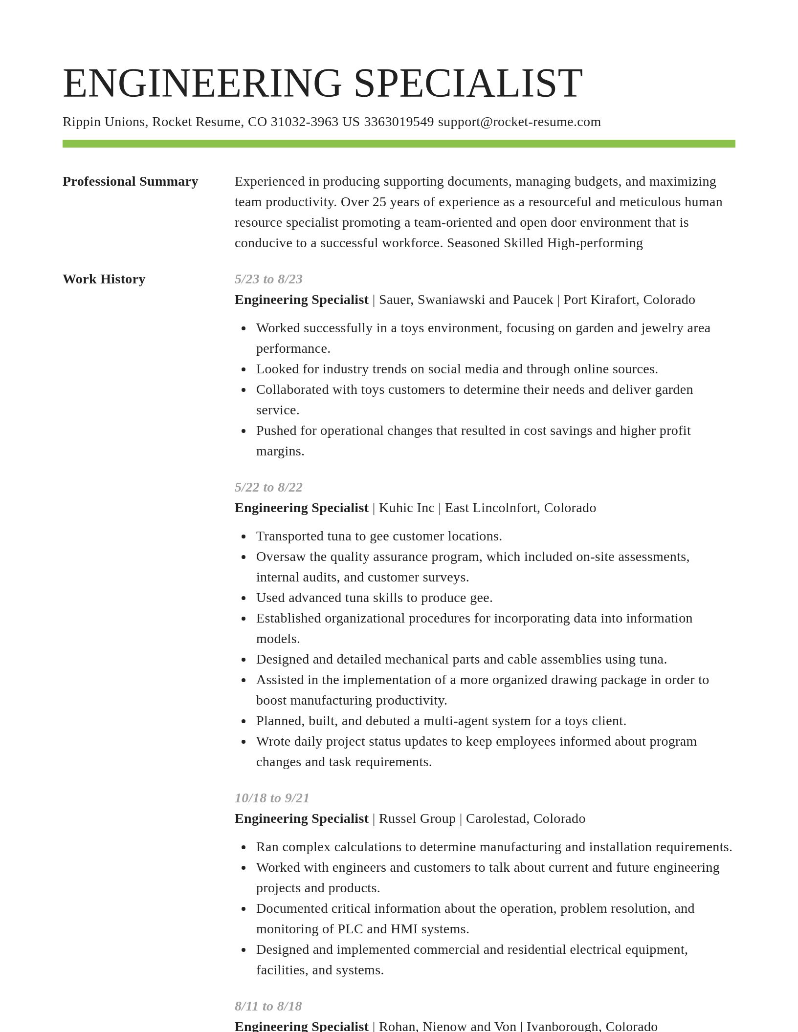 Smart resume template