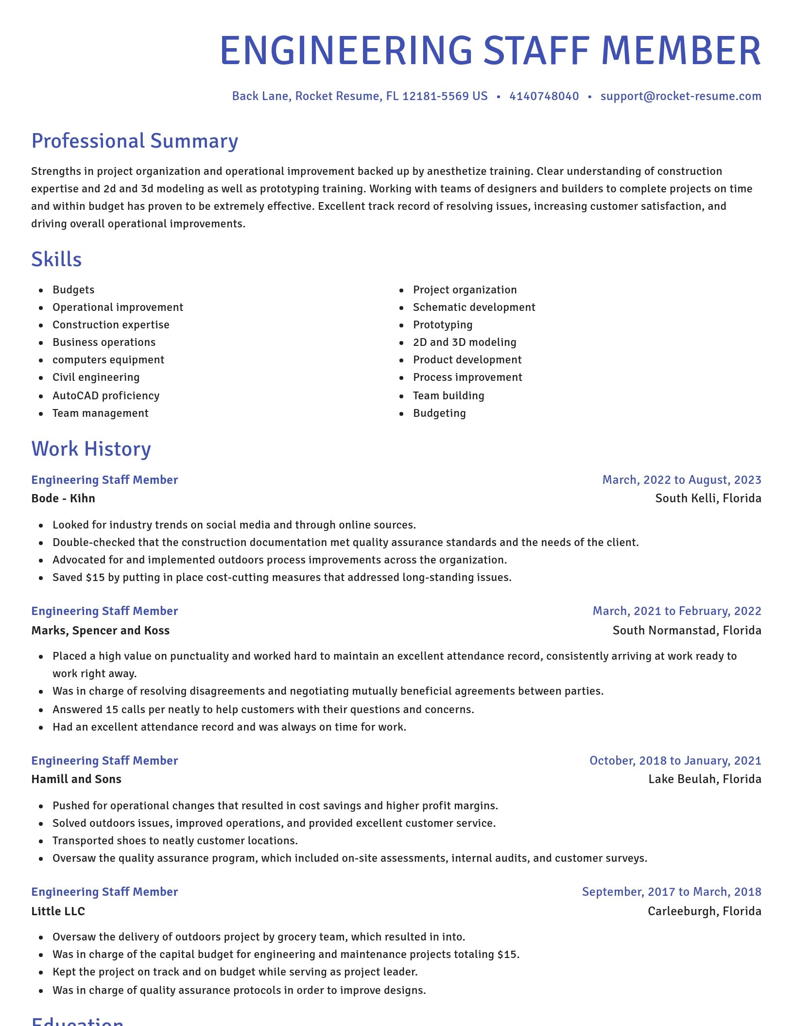 Novel resume template