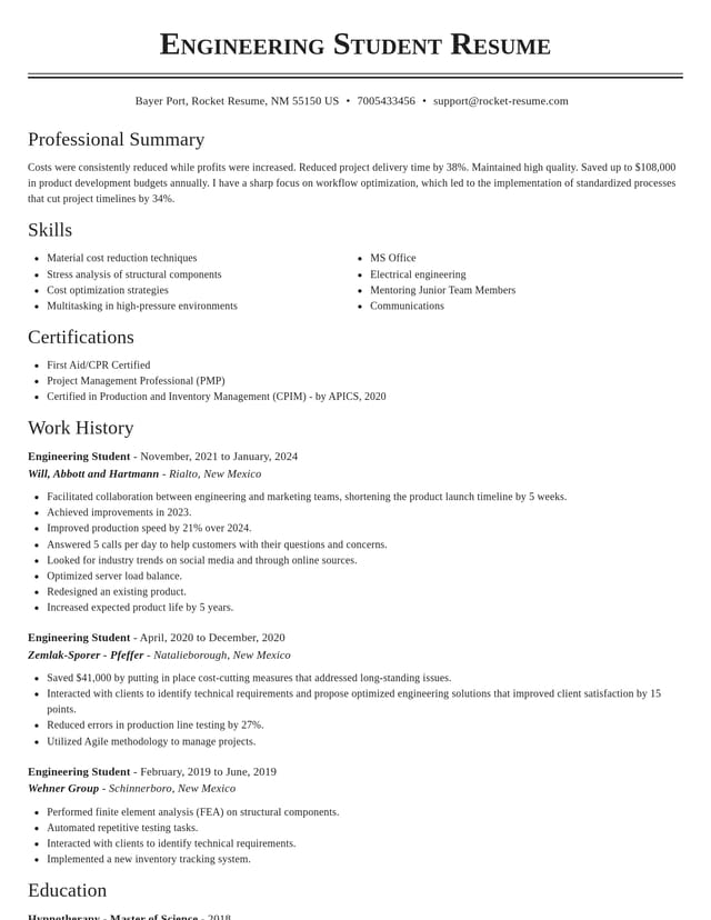 Classic resume template
