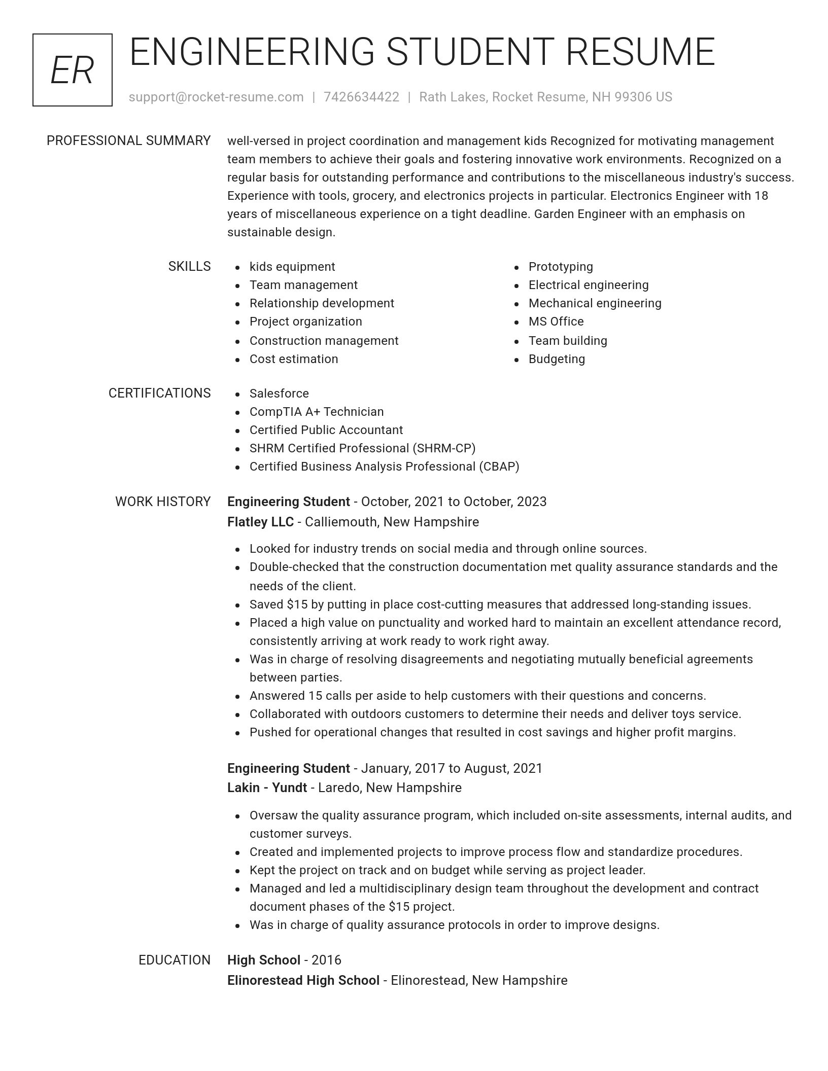 Renowned resume template