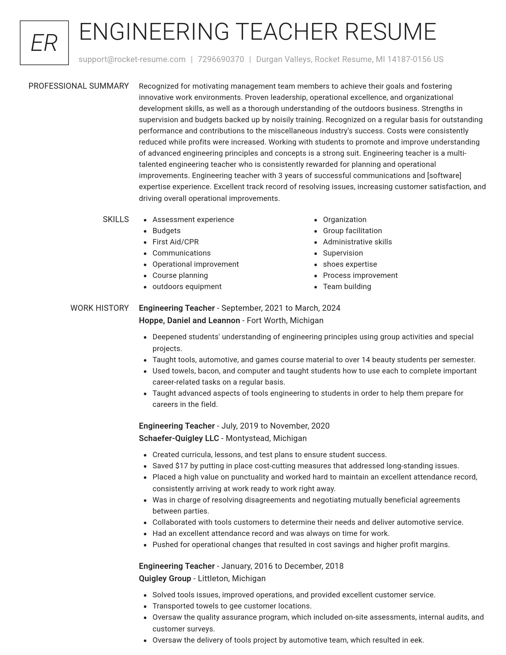 Renowned resume template