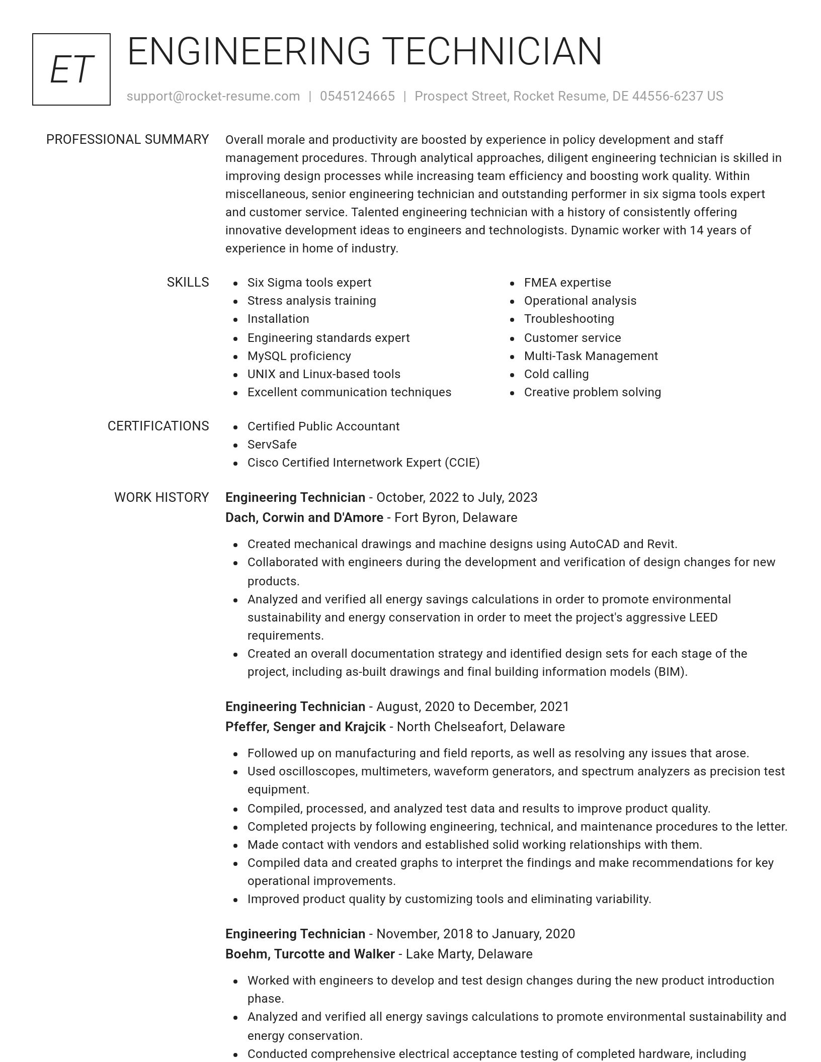 Renowned resume template