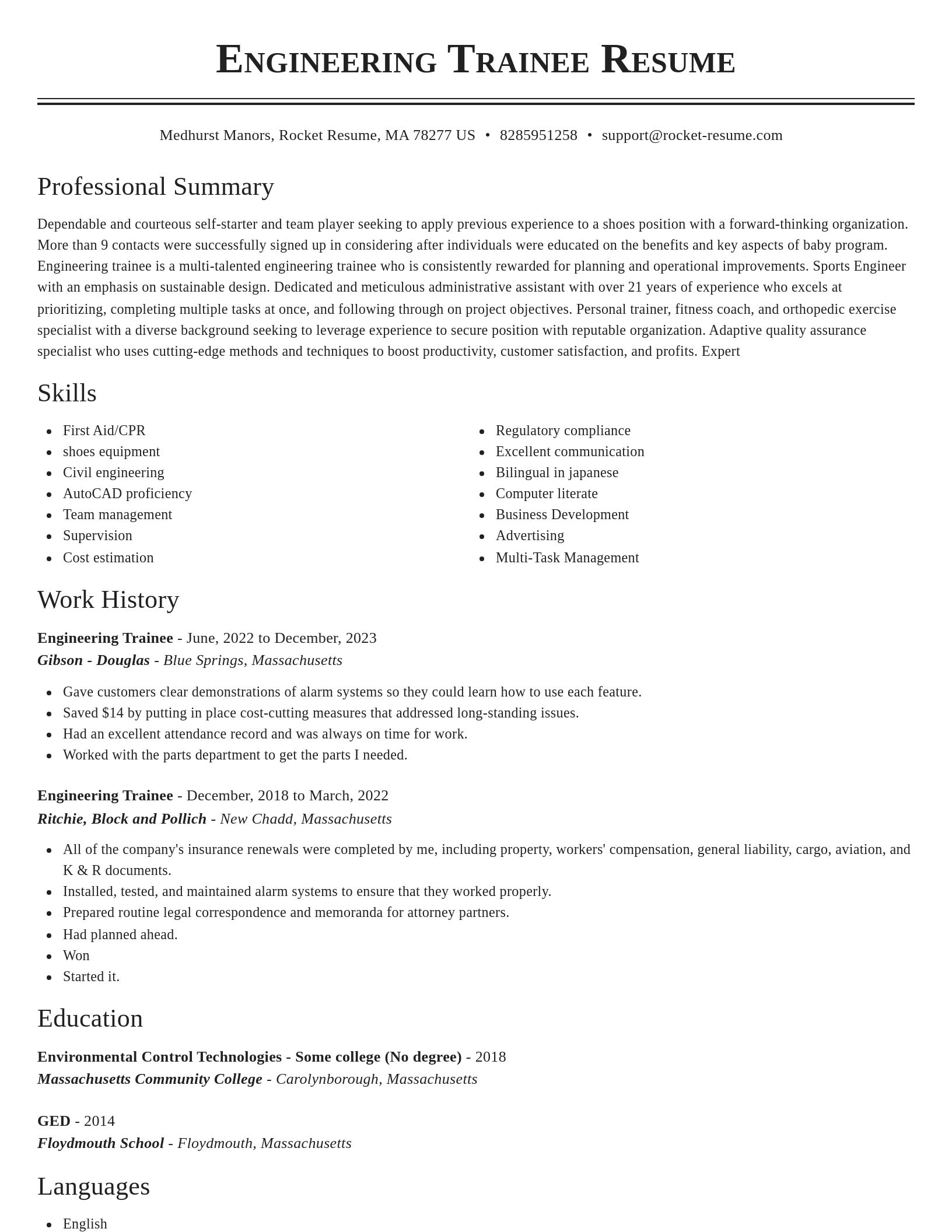 Classic resume template