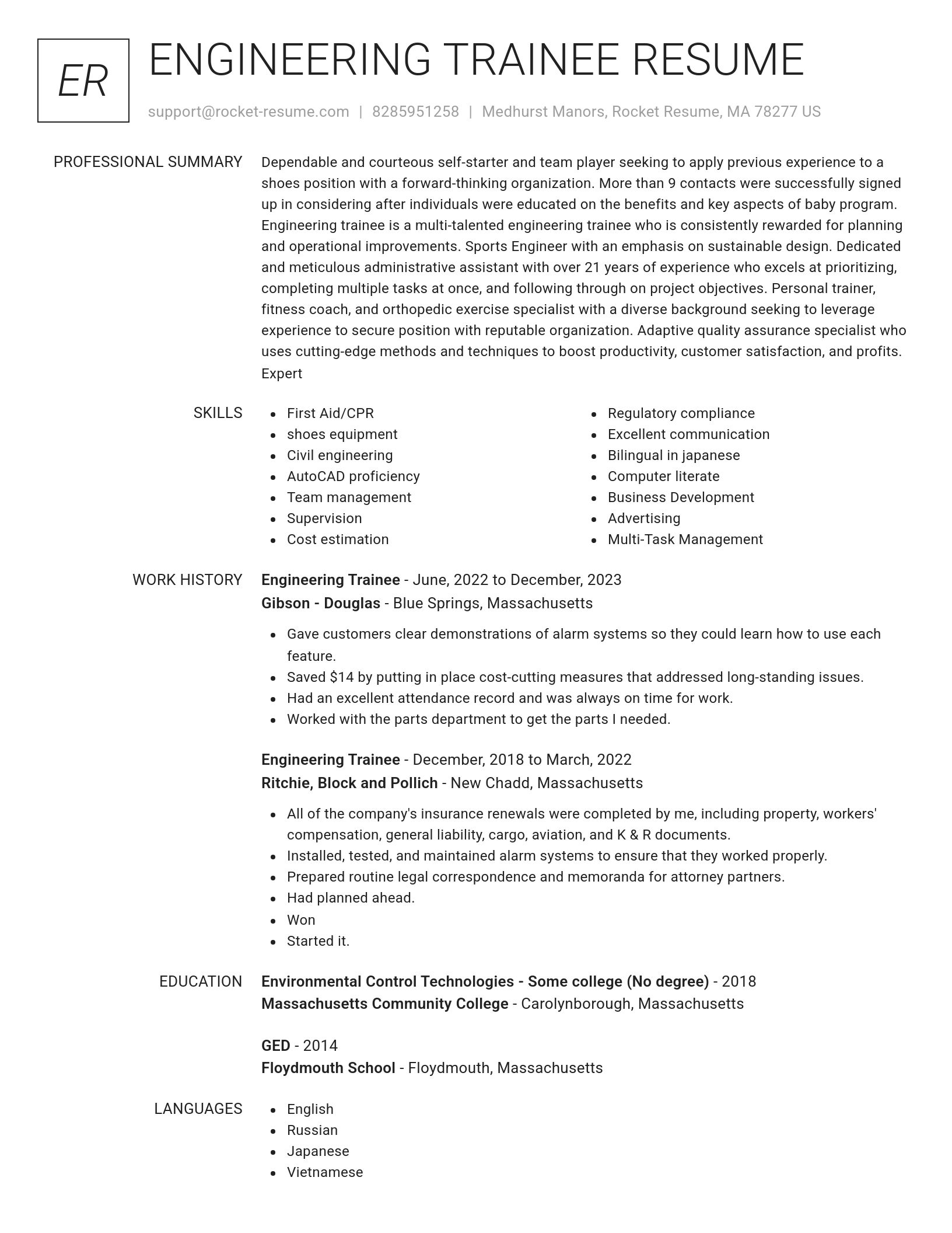 Renowned resume template