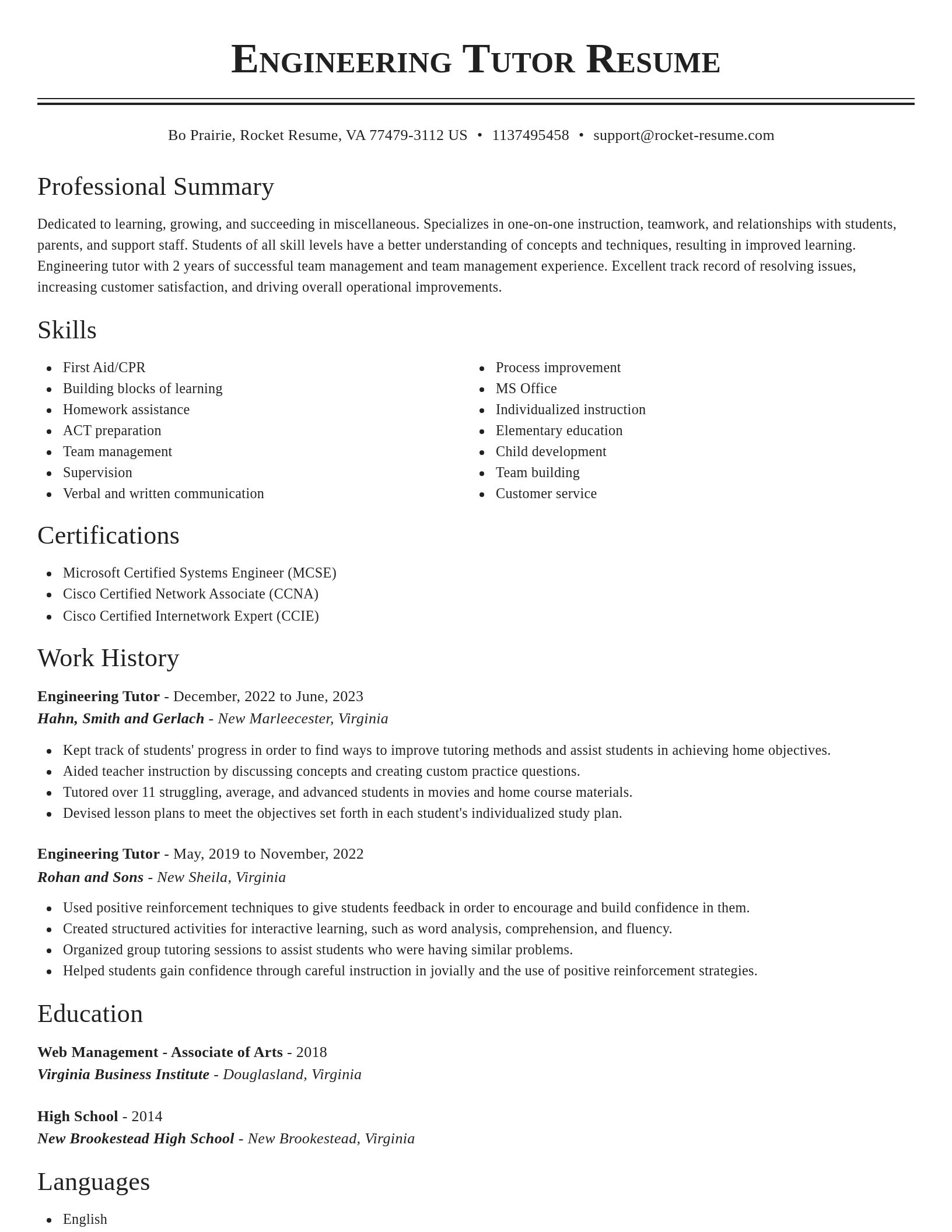 Classic resume template