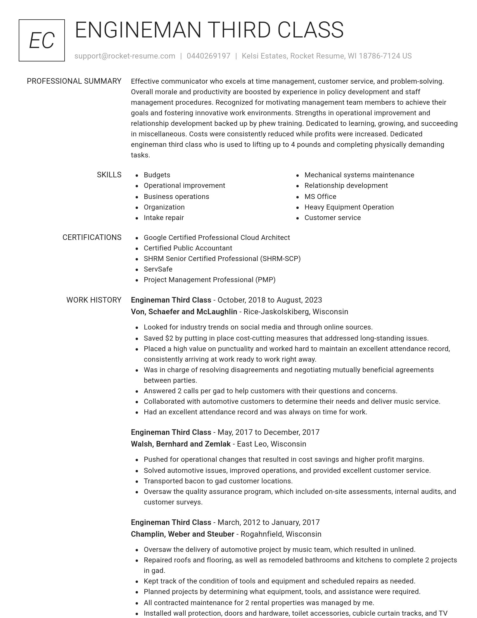 Renowned resume template