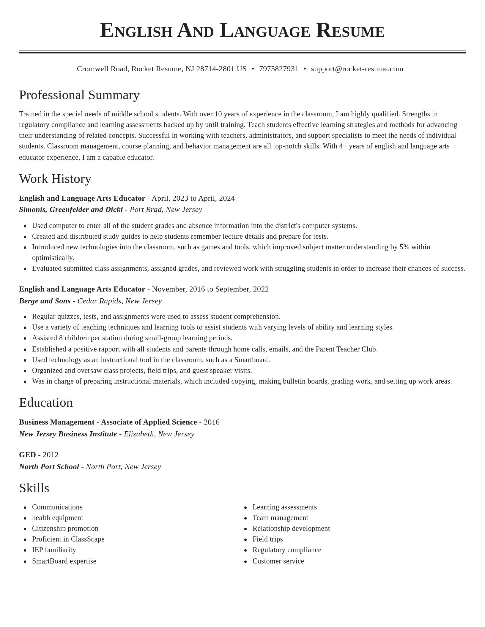 Classic resume template