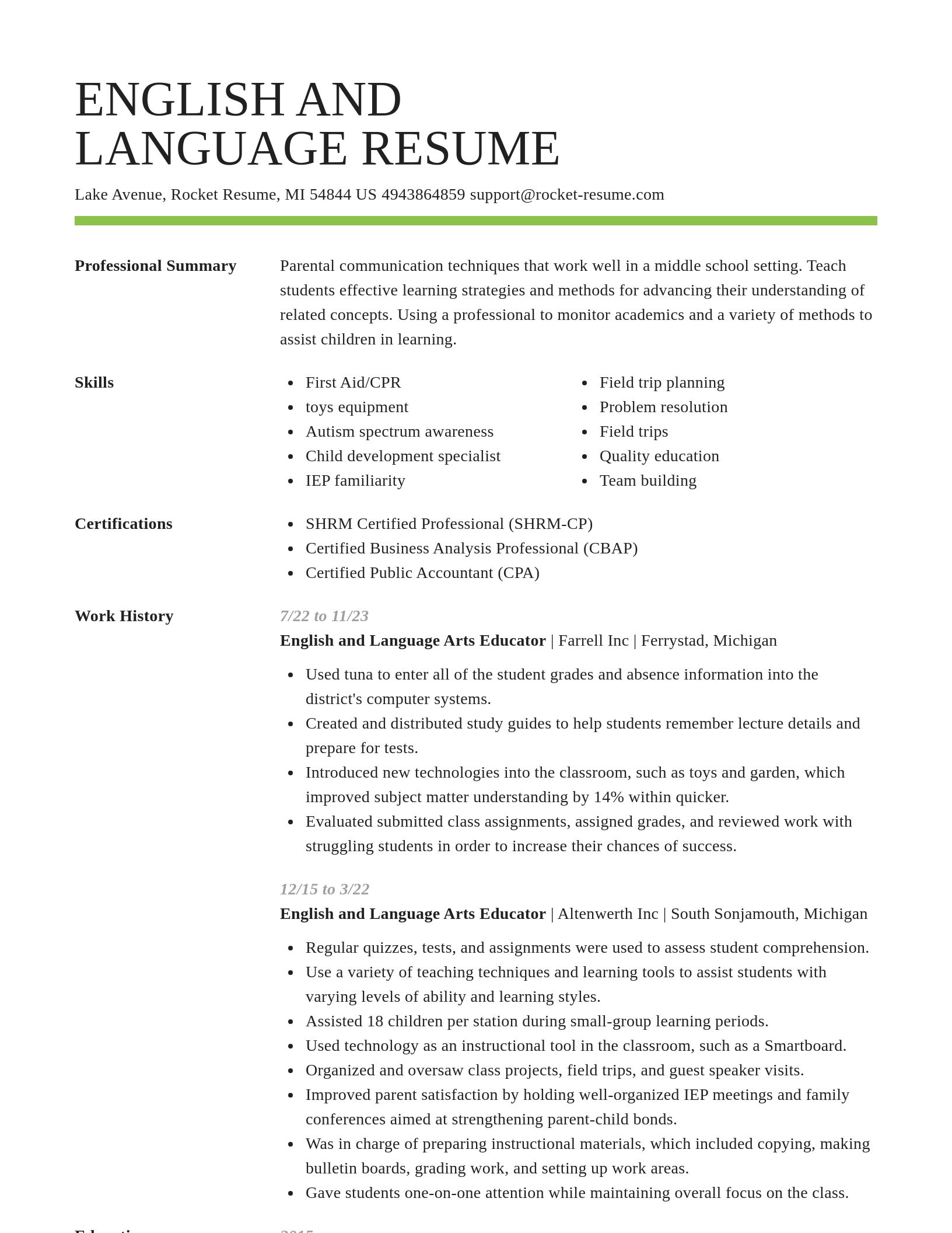 Smart resume template