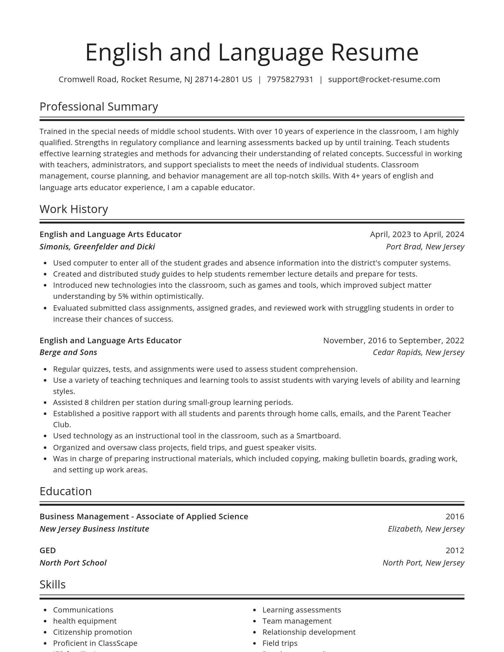 Spotlight resume template