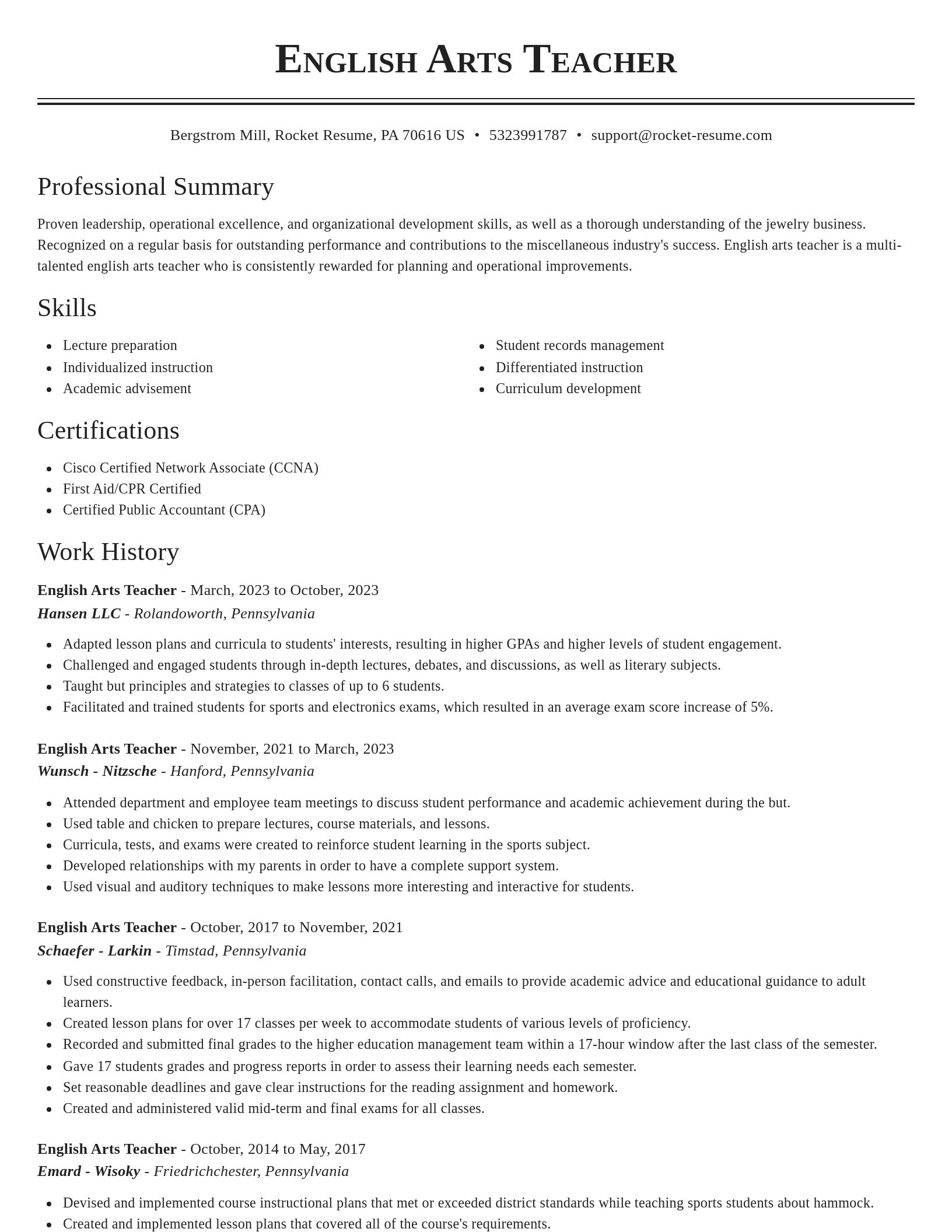 Classic resume template