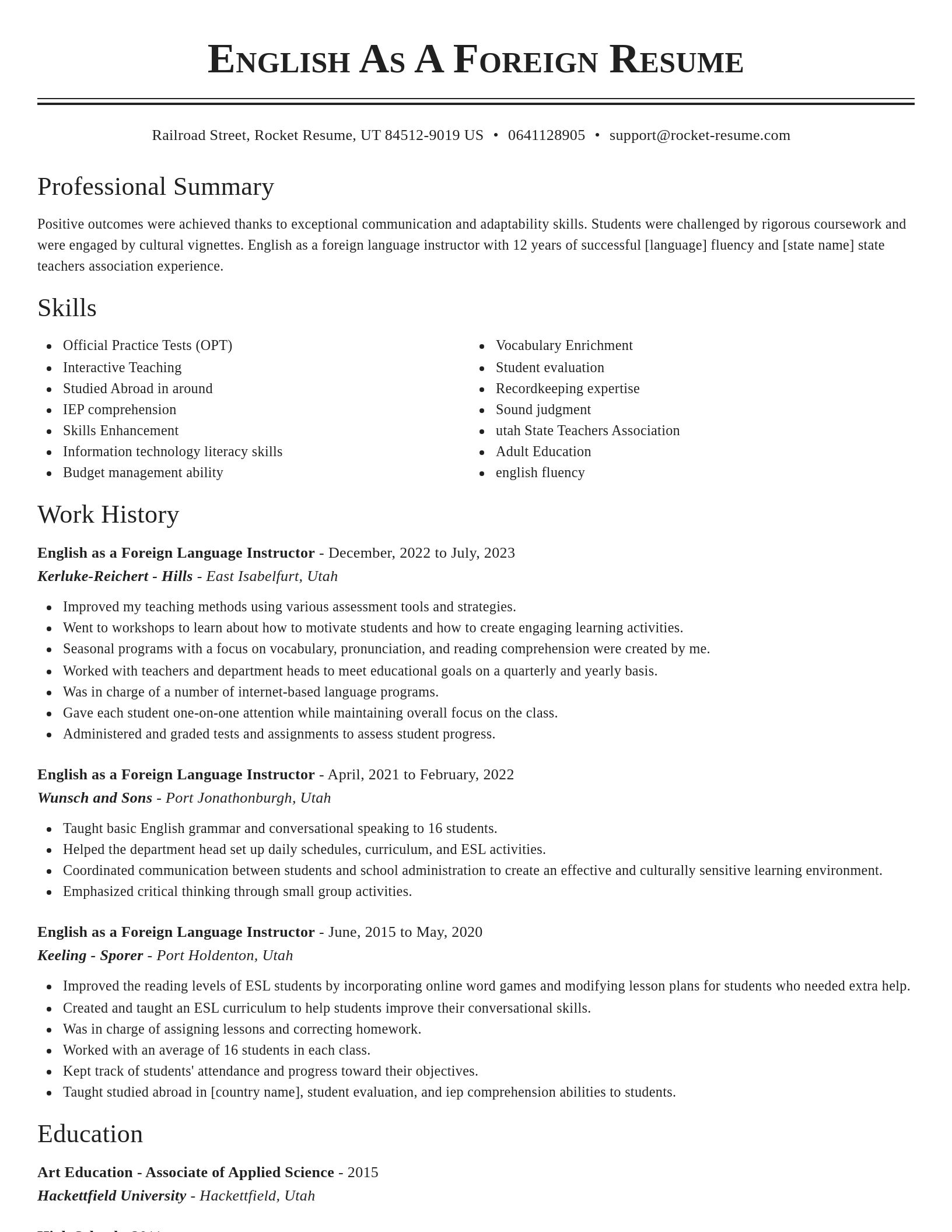 Classic resume template