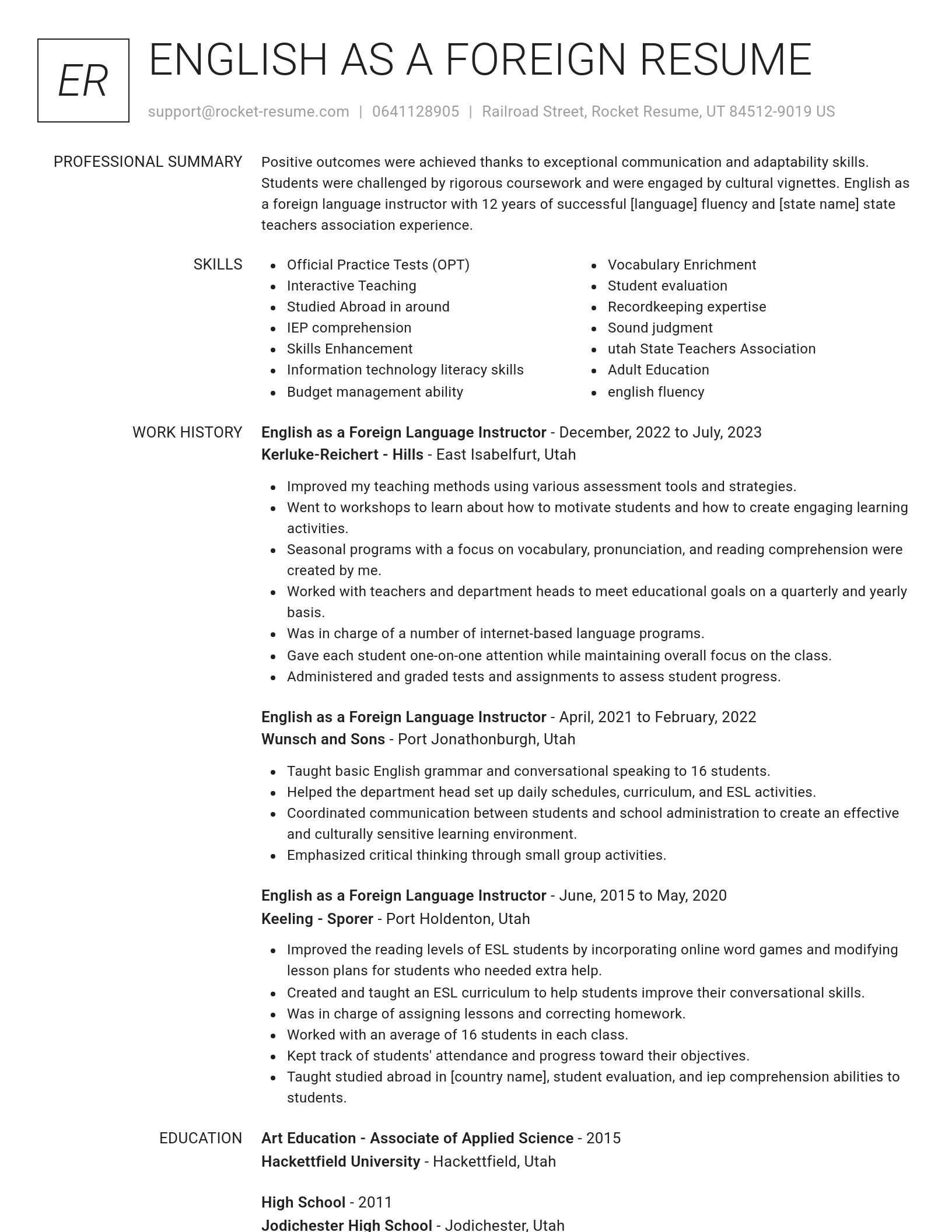 Renowned resume template