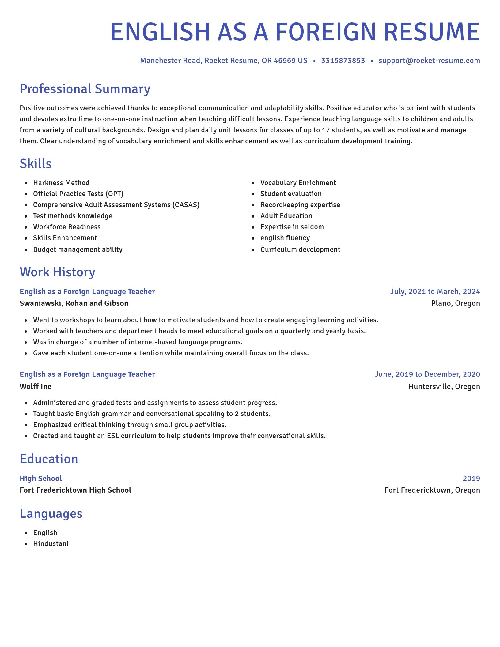 Novel resume template