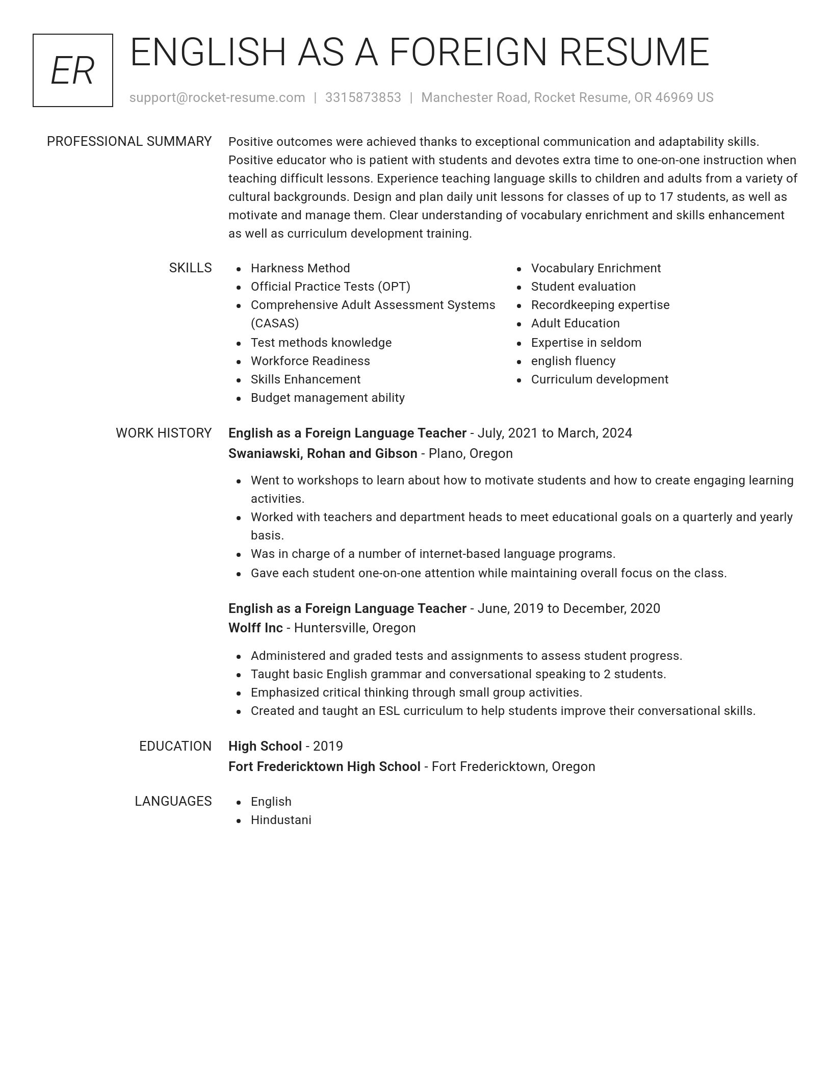 Renowned resume template