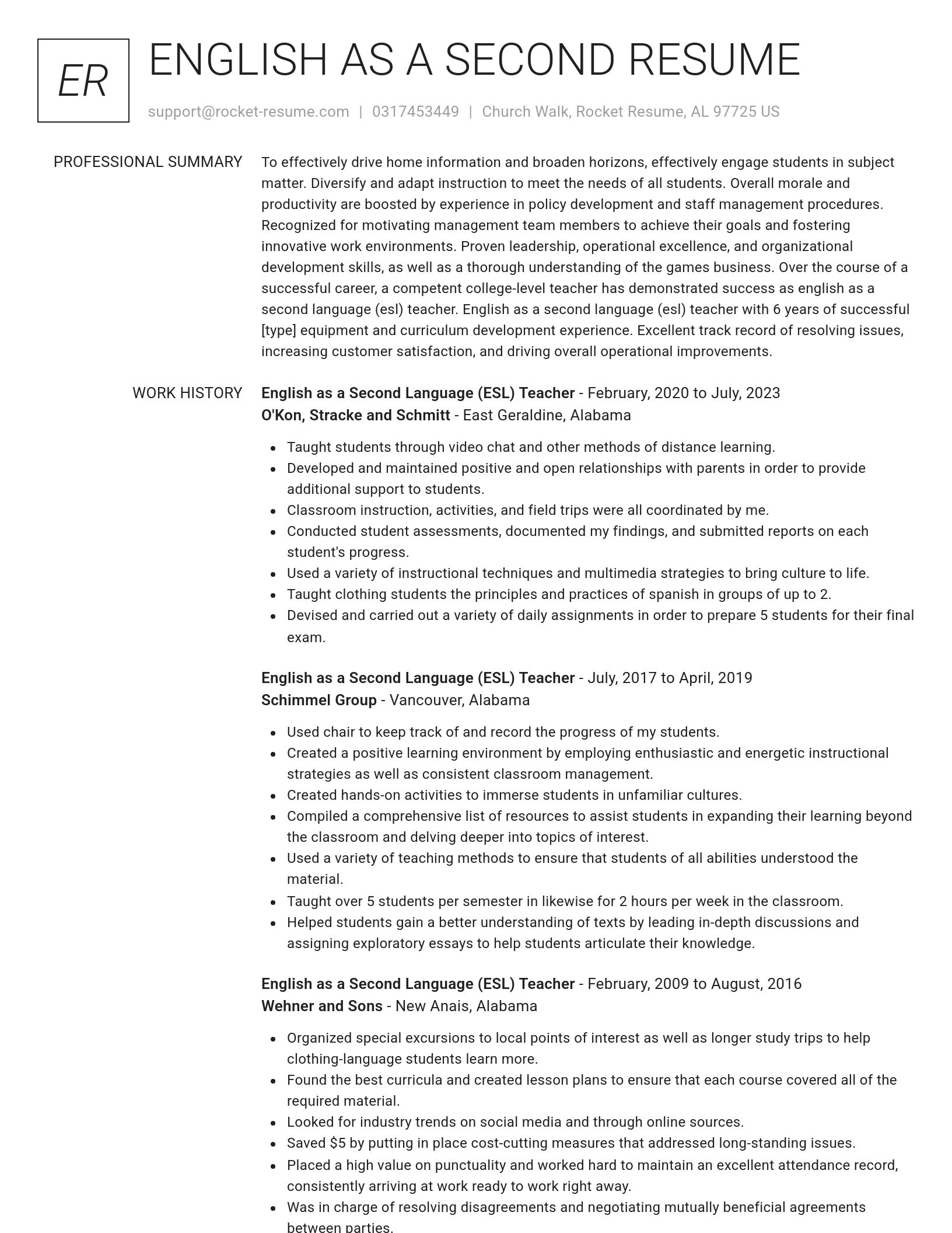 Renowned resume template