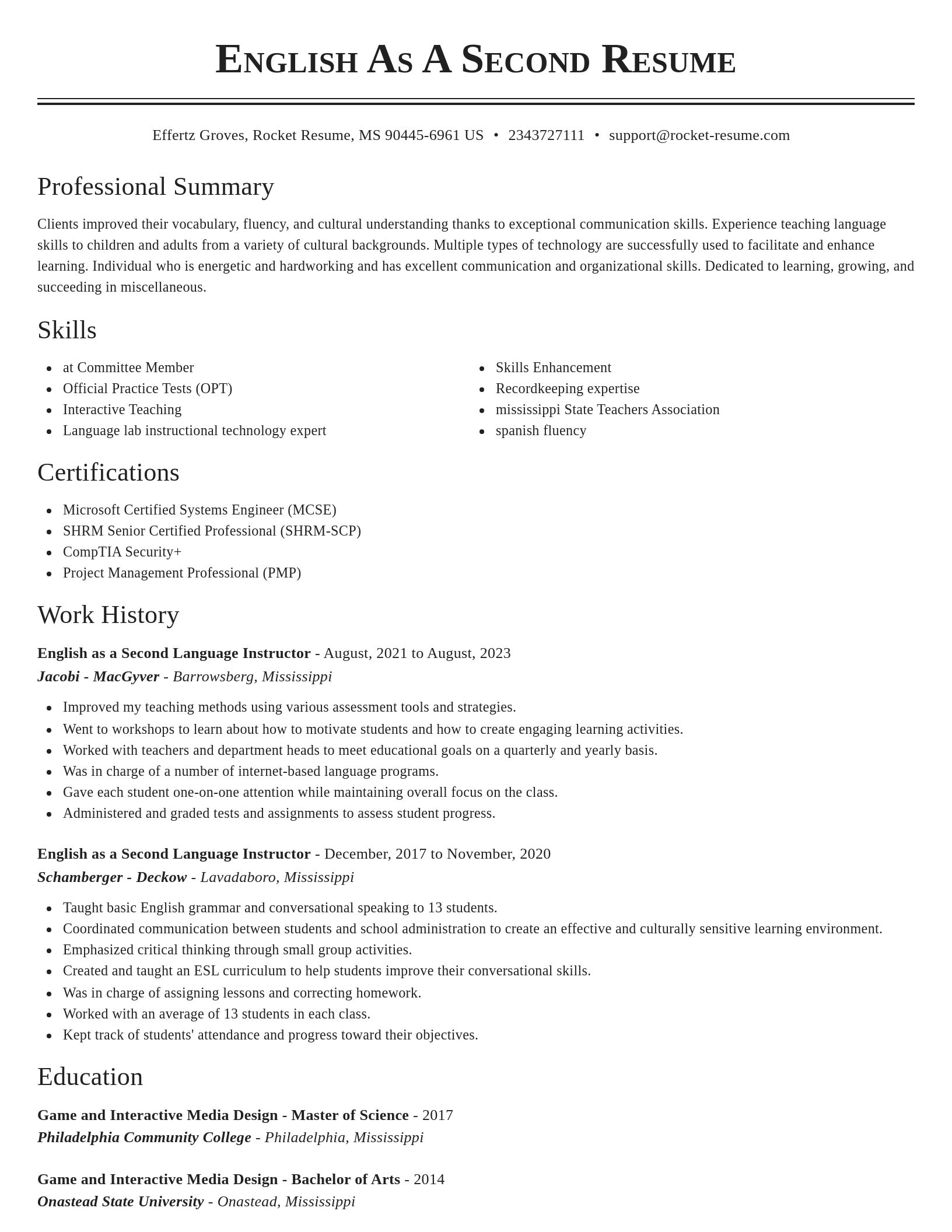 Classic resume template