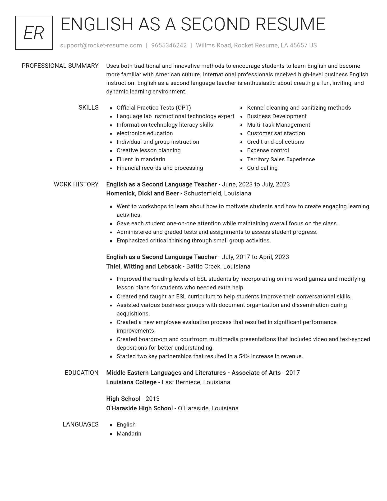 Renowned resume template