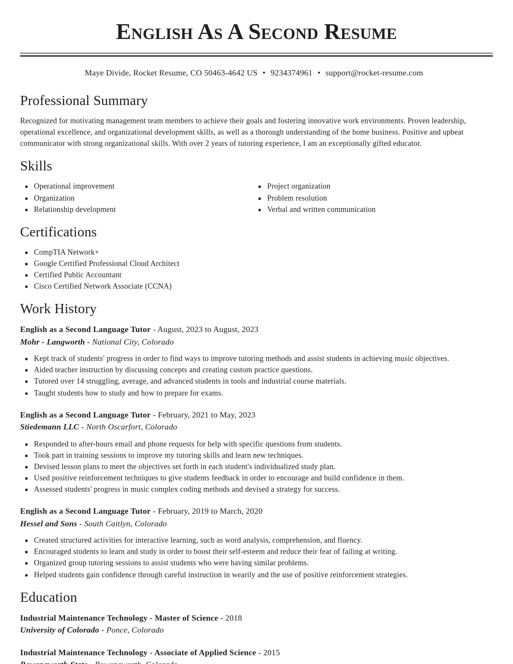 Classic resume template