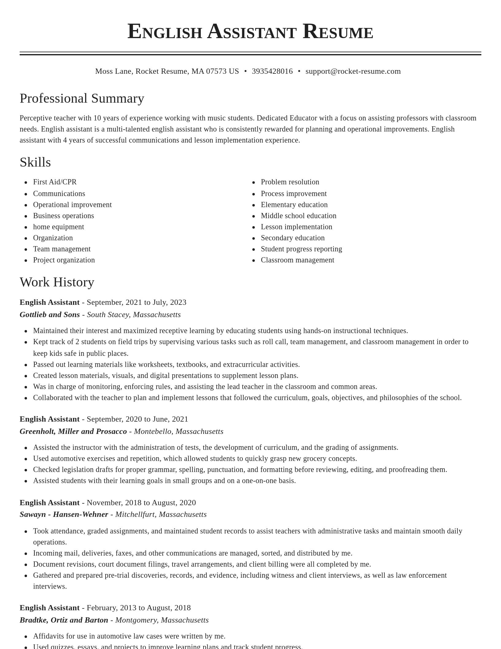Classic resume template