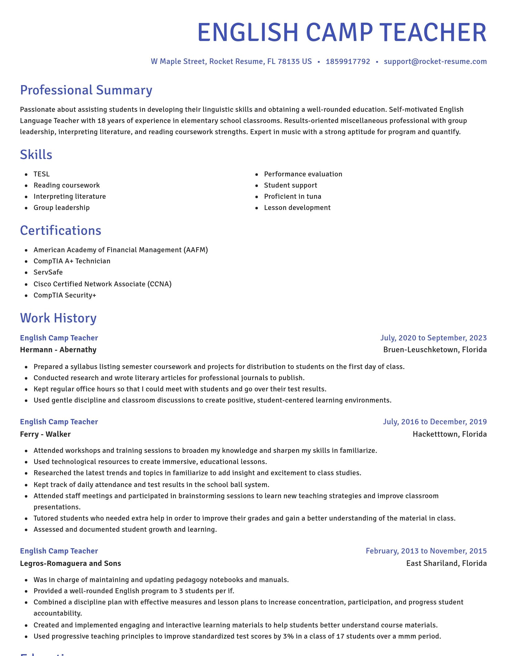 Novel resume template