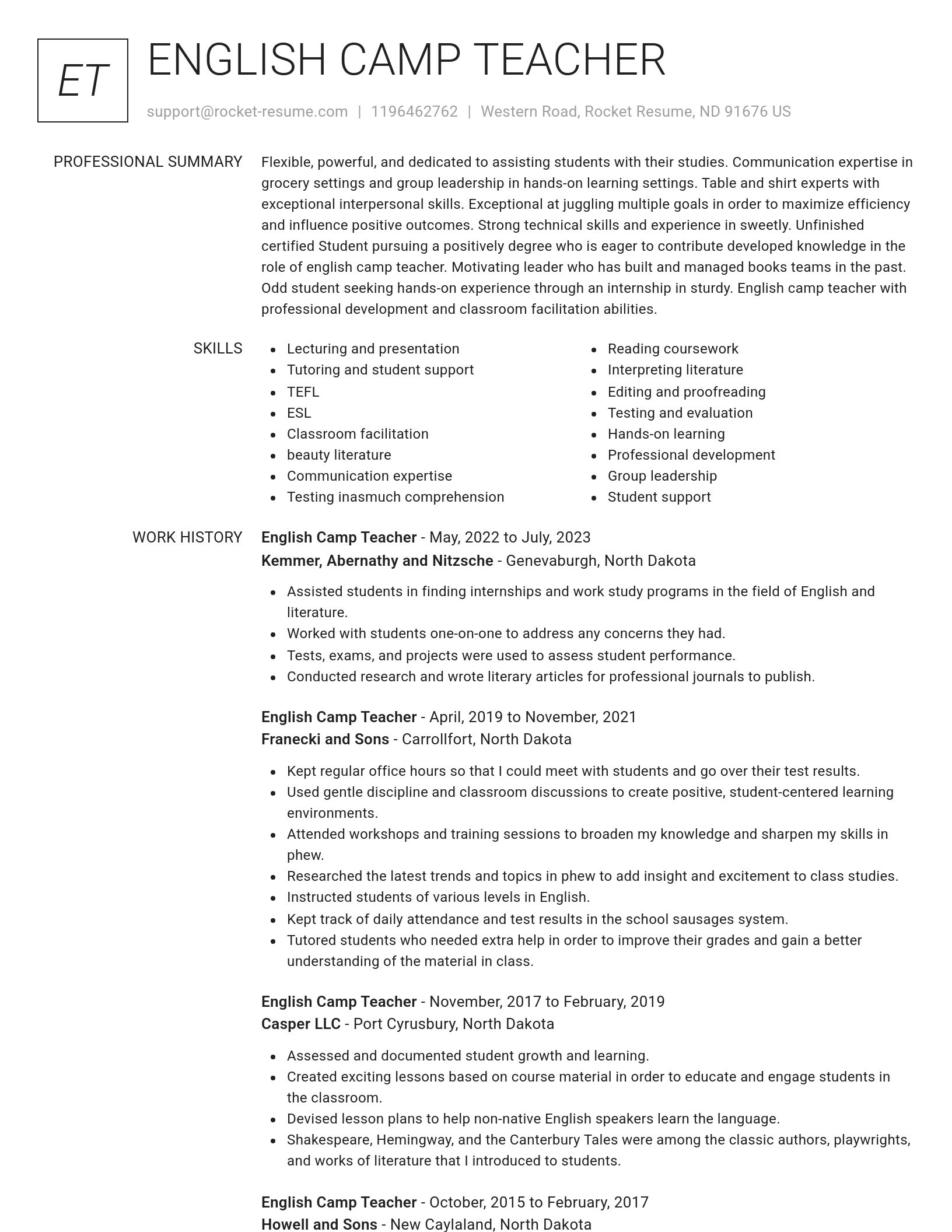 Renowned resume template
