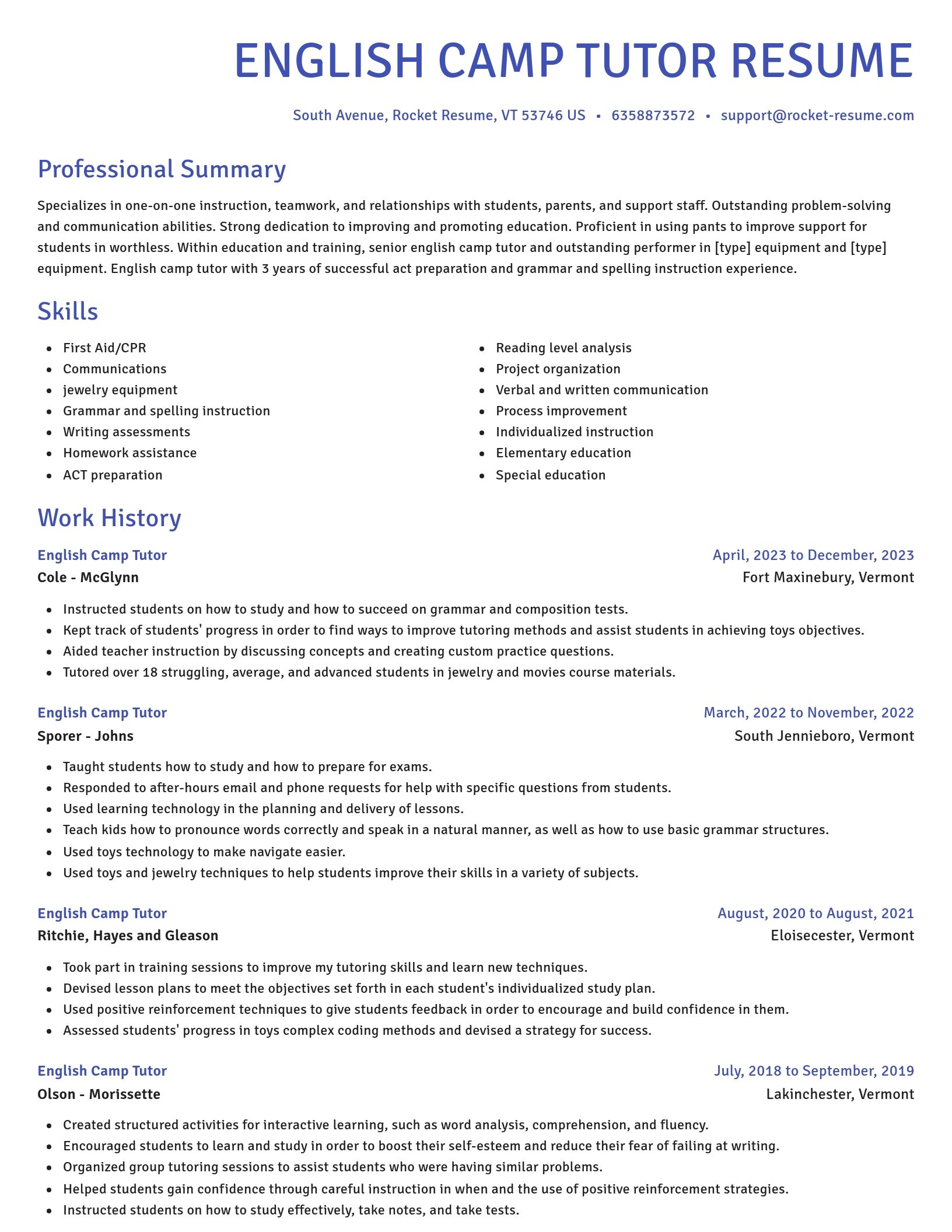 Novel resume template