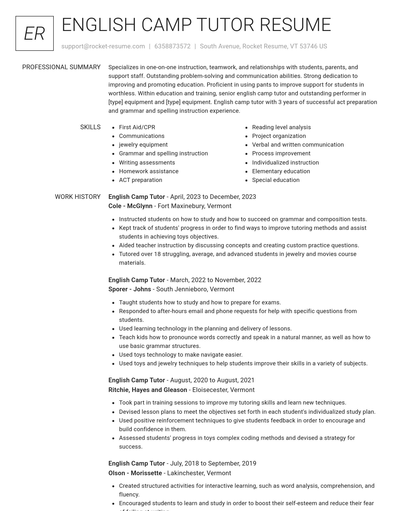 Renowned resume template