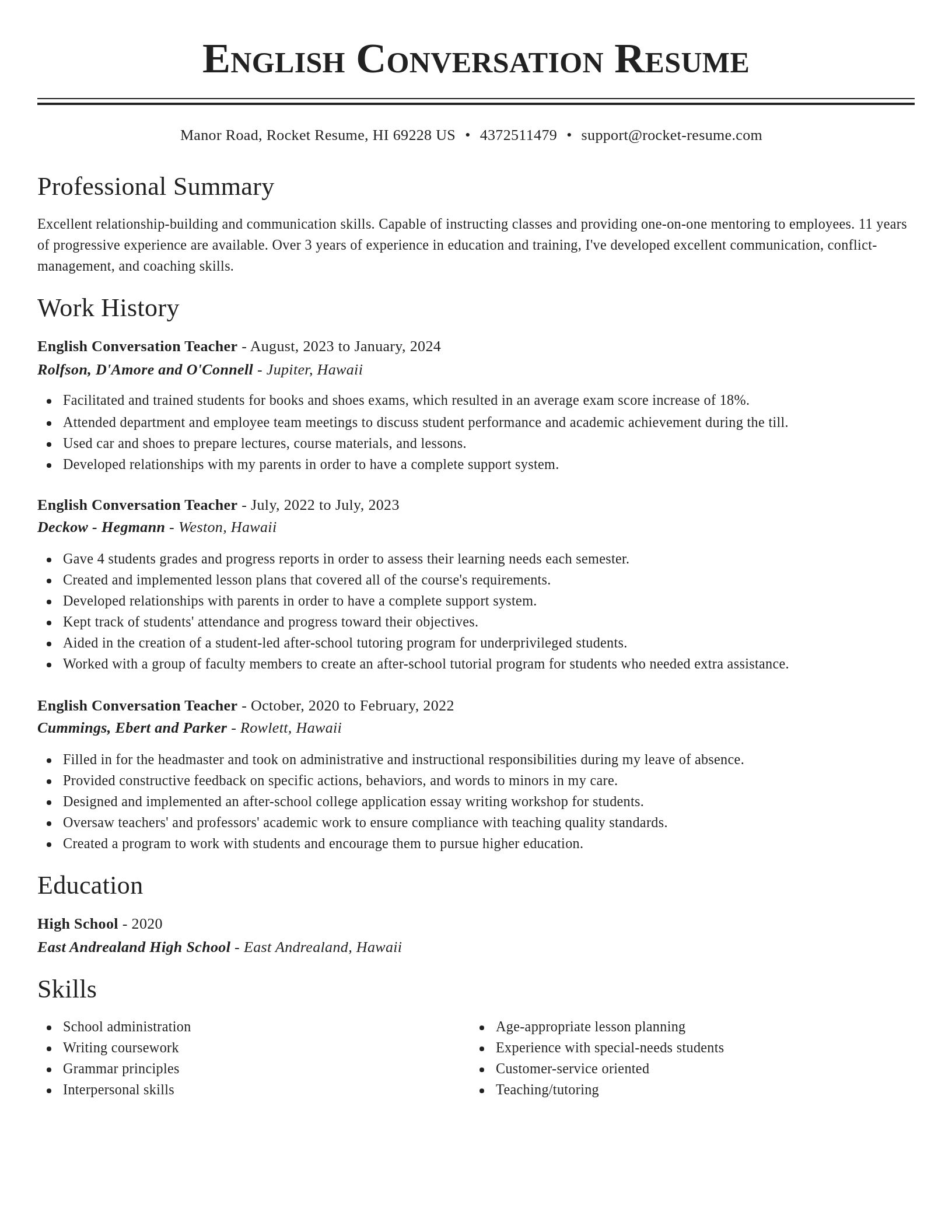 Classic resume template