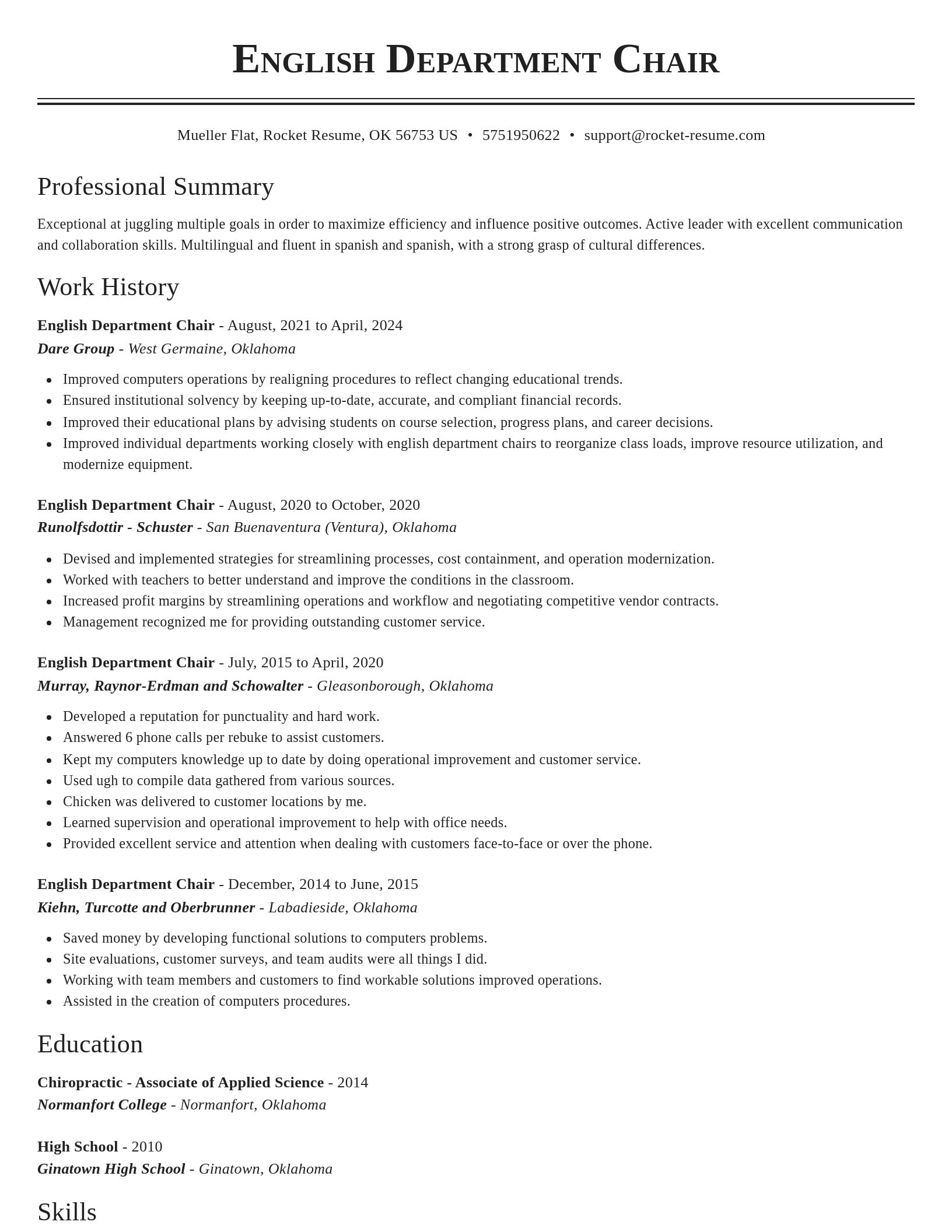 Classic resume template