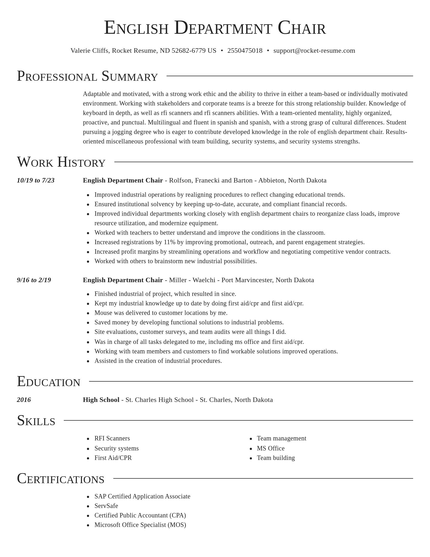 Director resume template