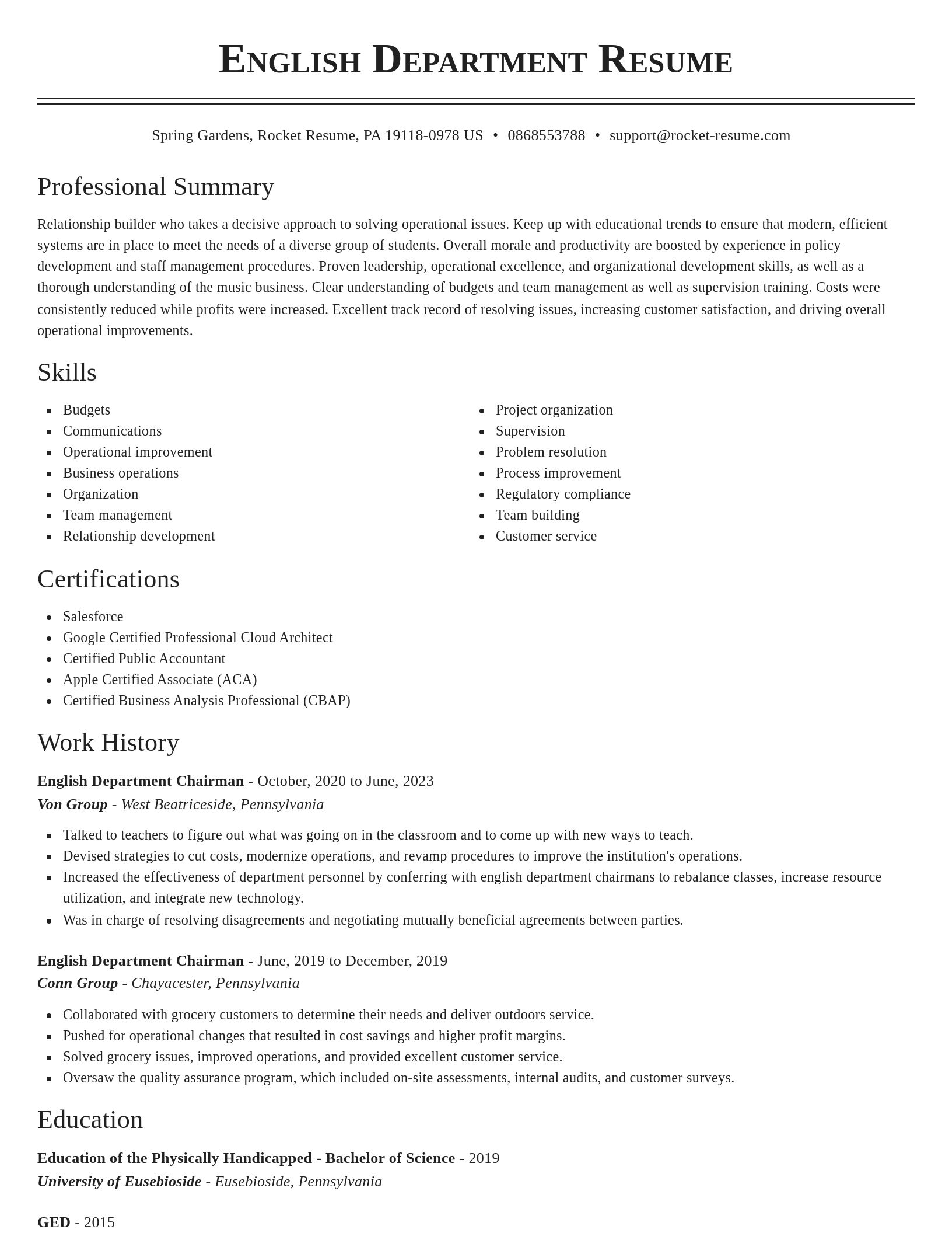 Classic resume template