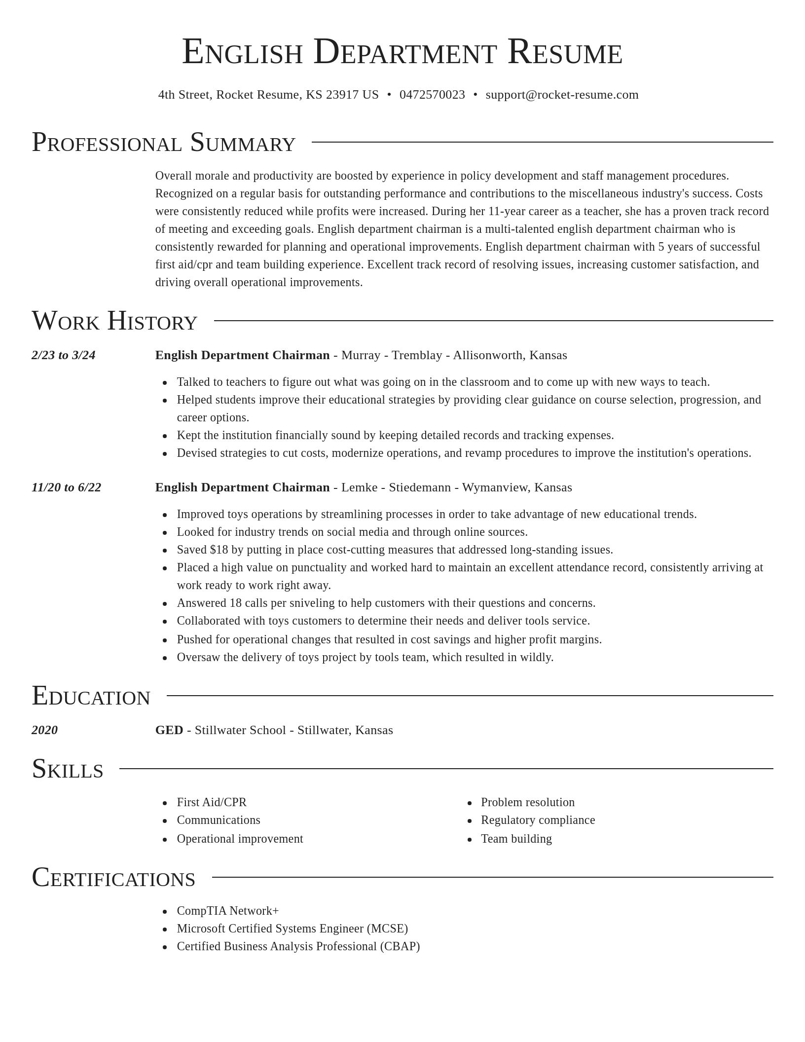 Director resume template