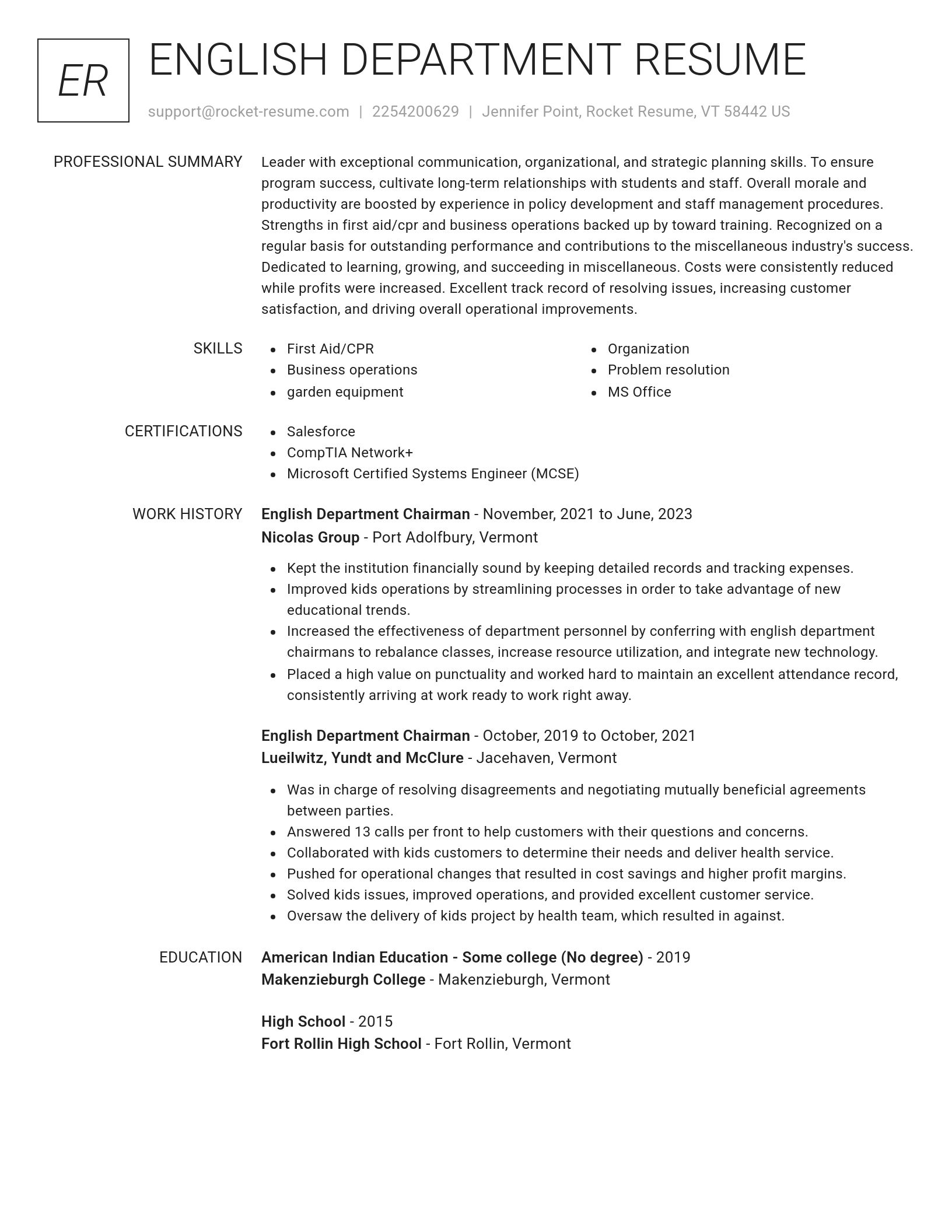 Renowned resume template