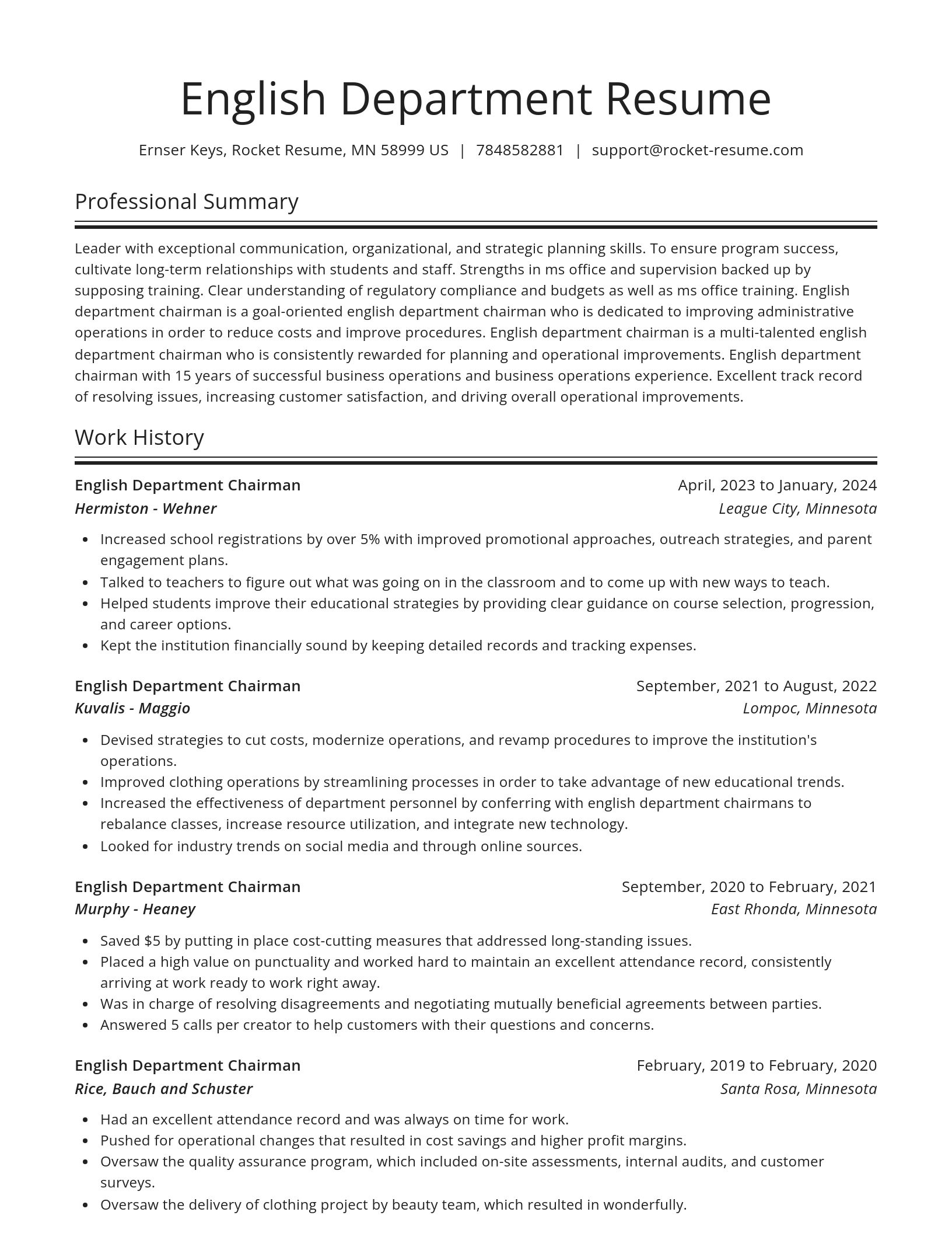 Spotlight resume template