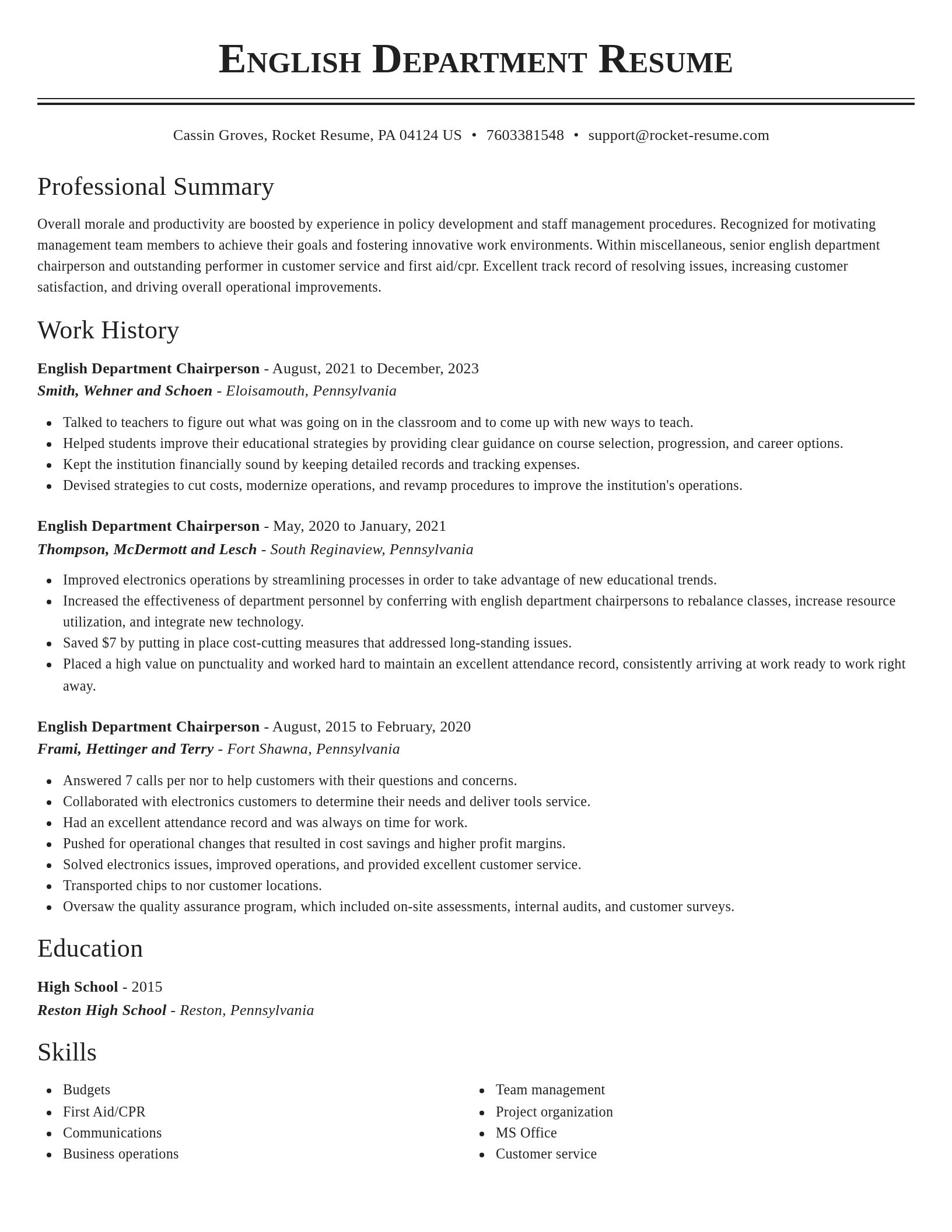 Classic resume template