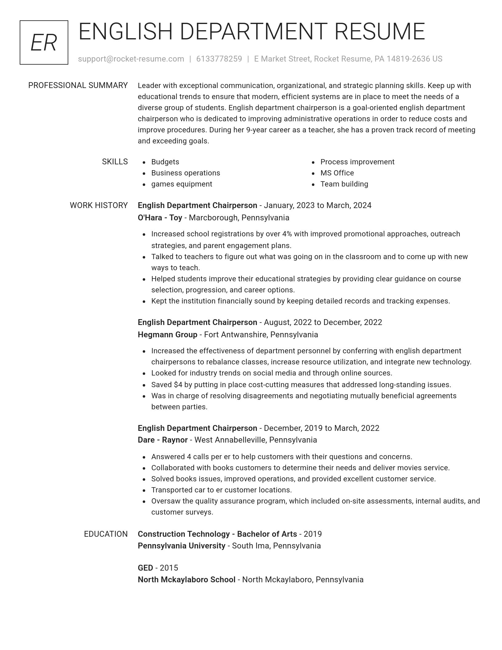 Renowned resume template