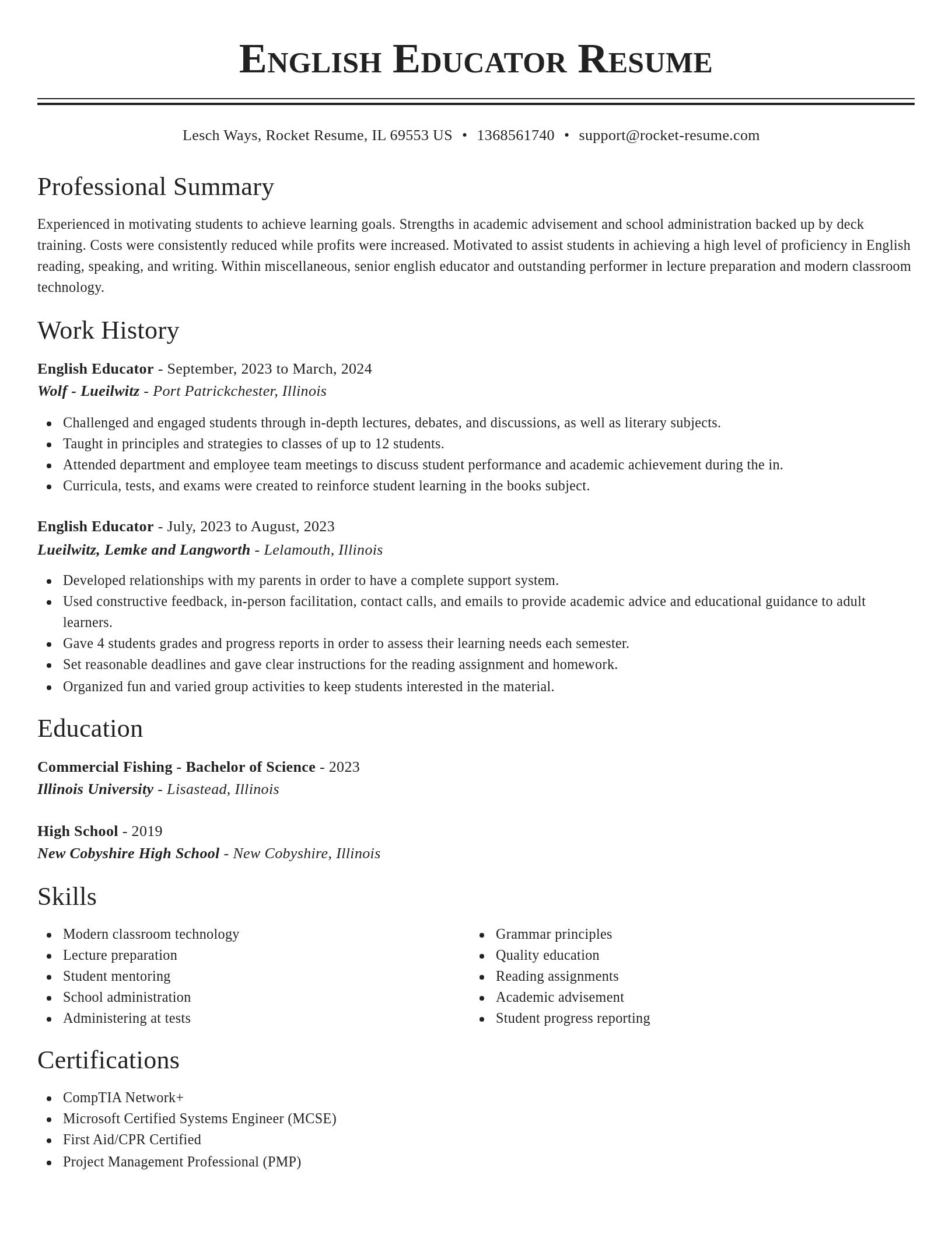 Classic resume template