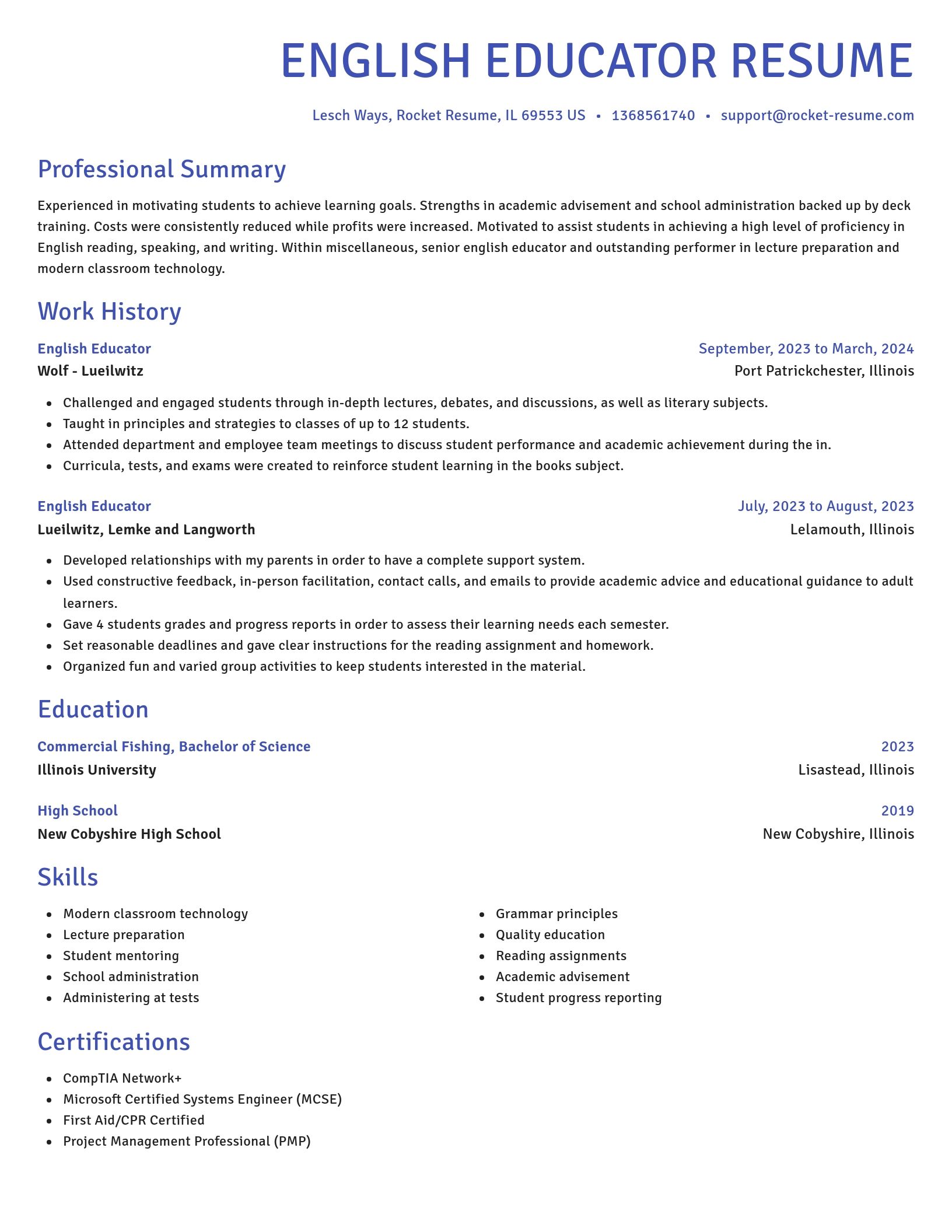 Novel resume template