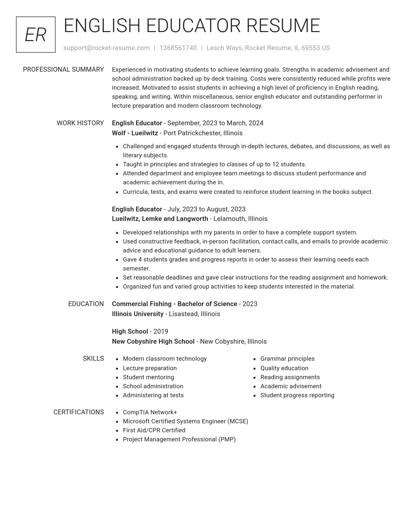 Renowned resume template