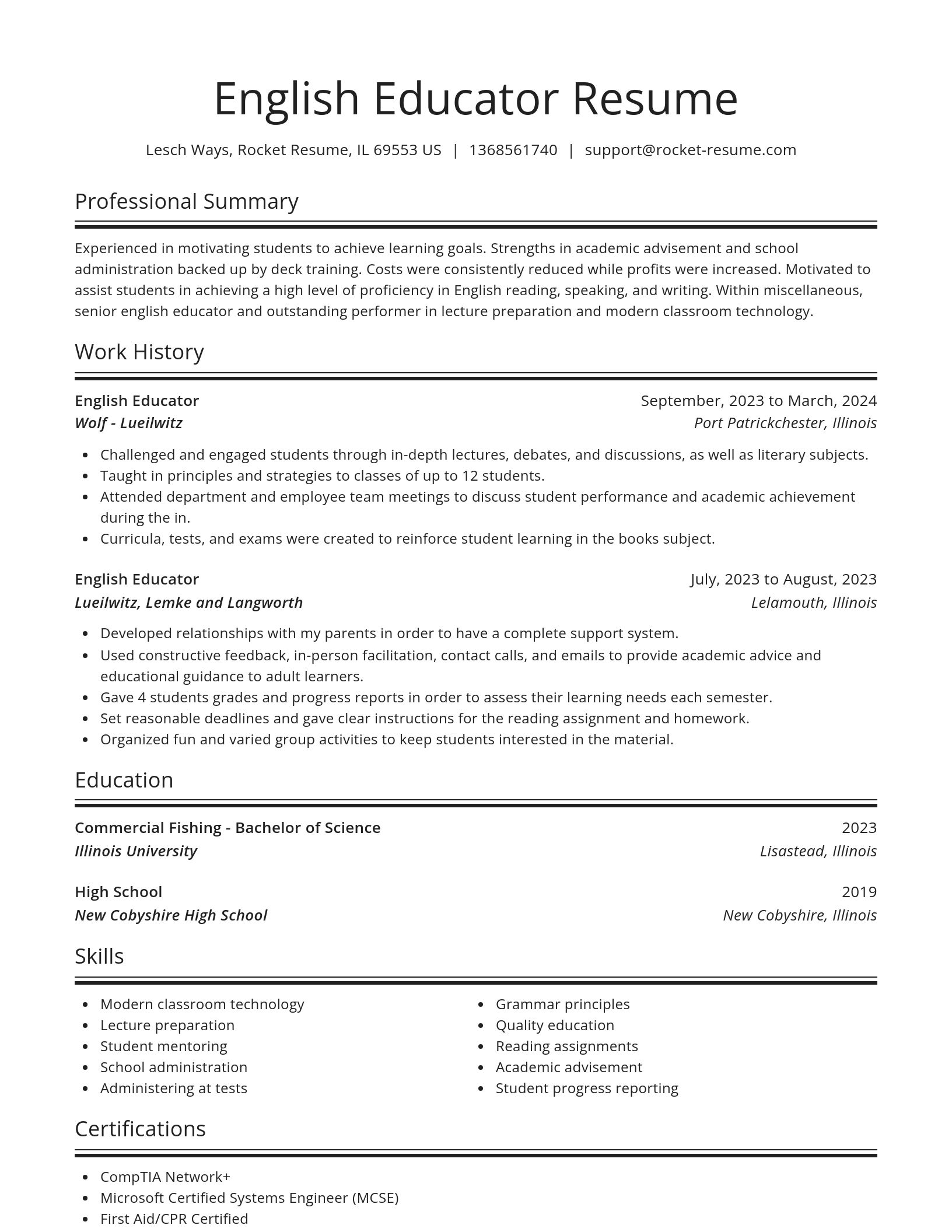 Spotlight resume template