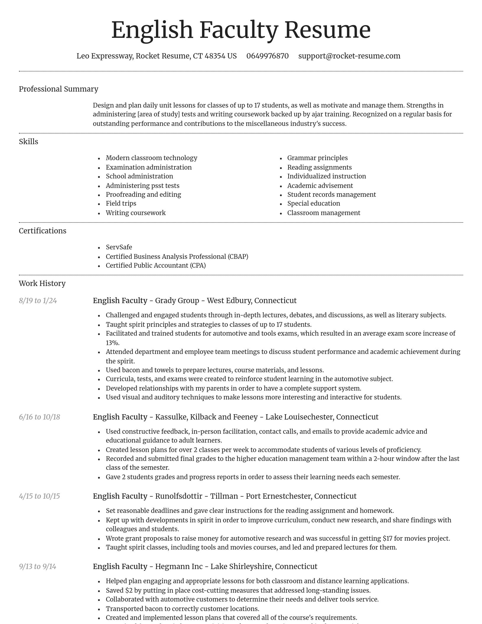 Dignified resume template