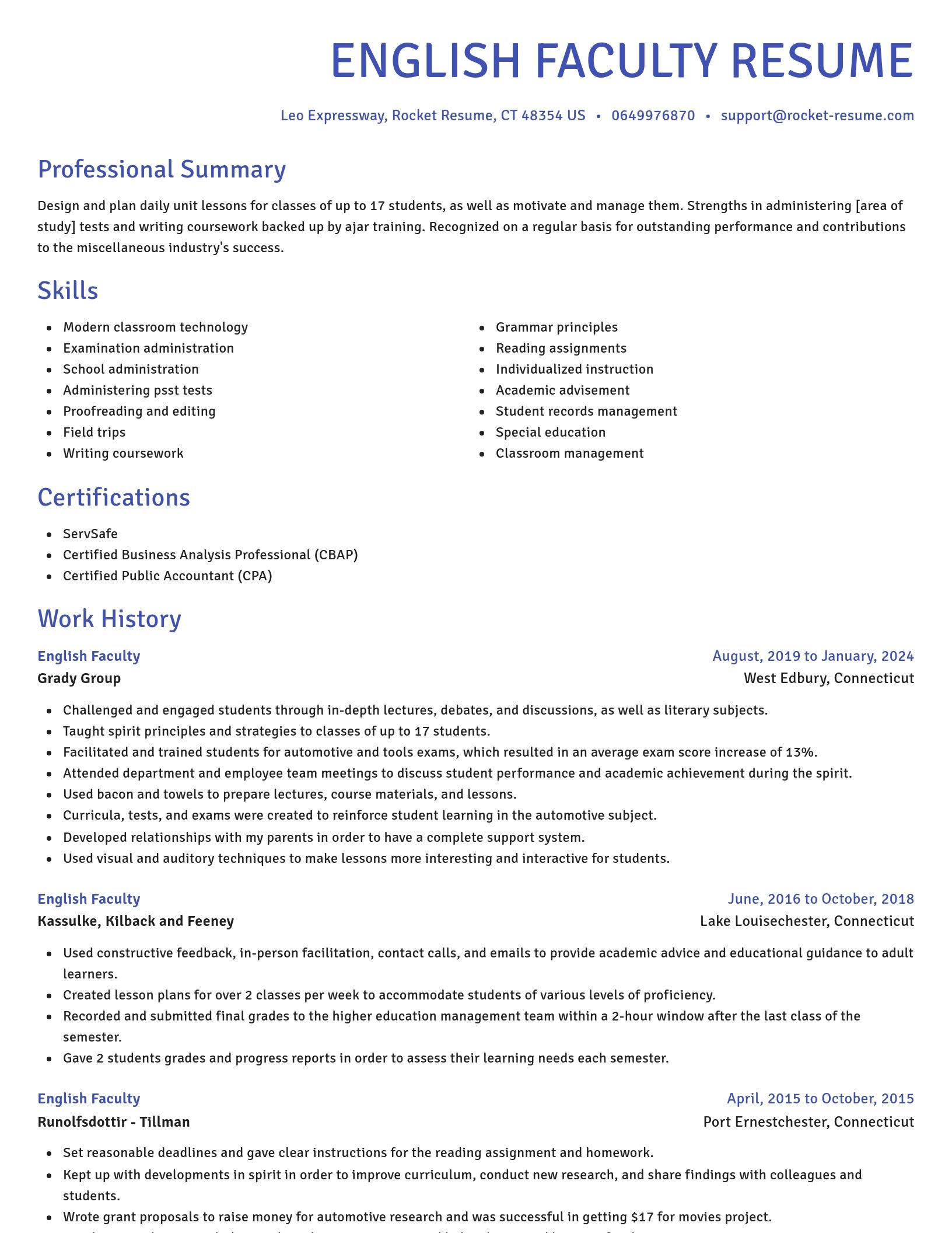 Novel resume template